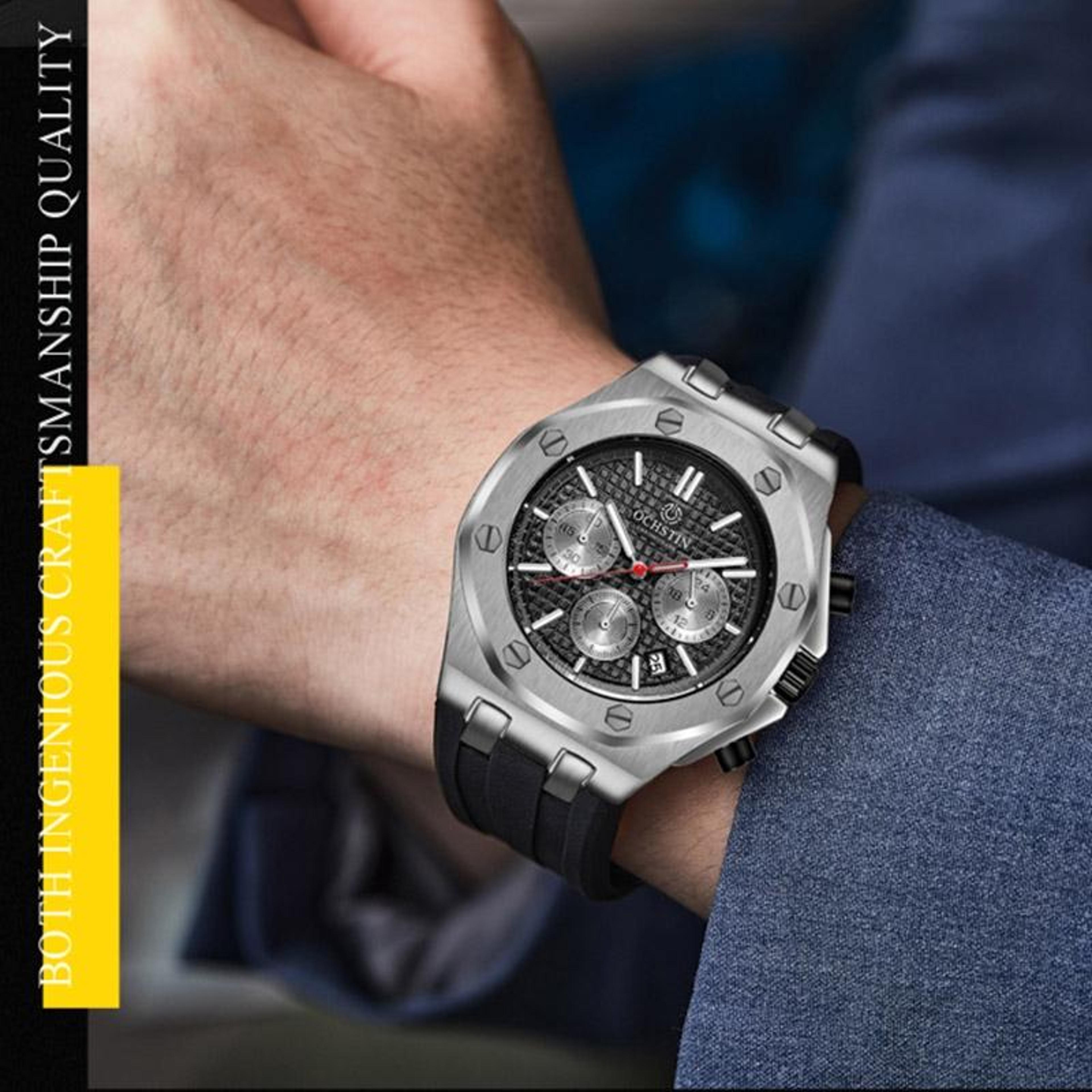 OCHSTIN 6100E Mens Quartz Watch Waterproof Multifunction Sports Business Watch With TPU Strap 2