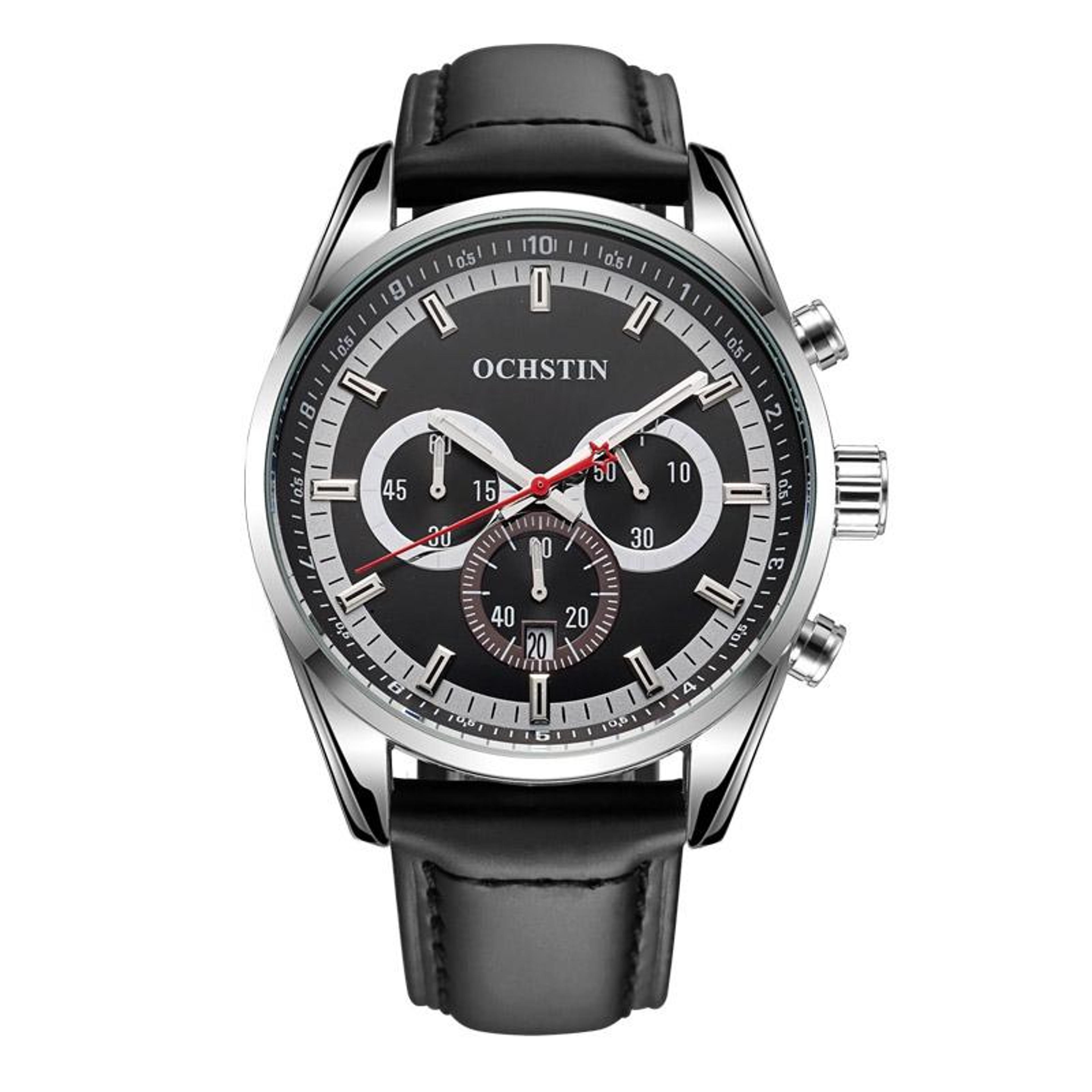 Ochstin 6046A Mens Leather Watch Business Quartz Watch Waterproof Analog Wristwatch 2