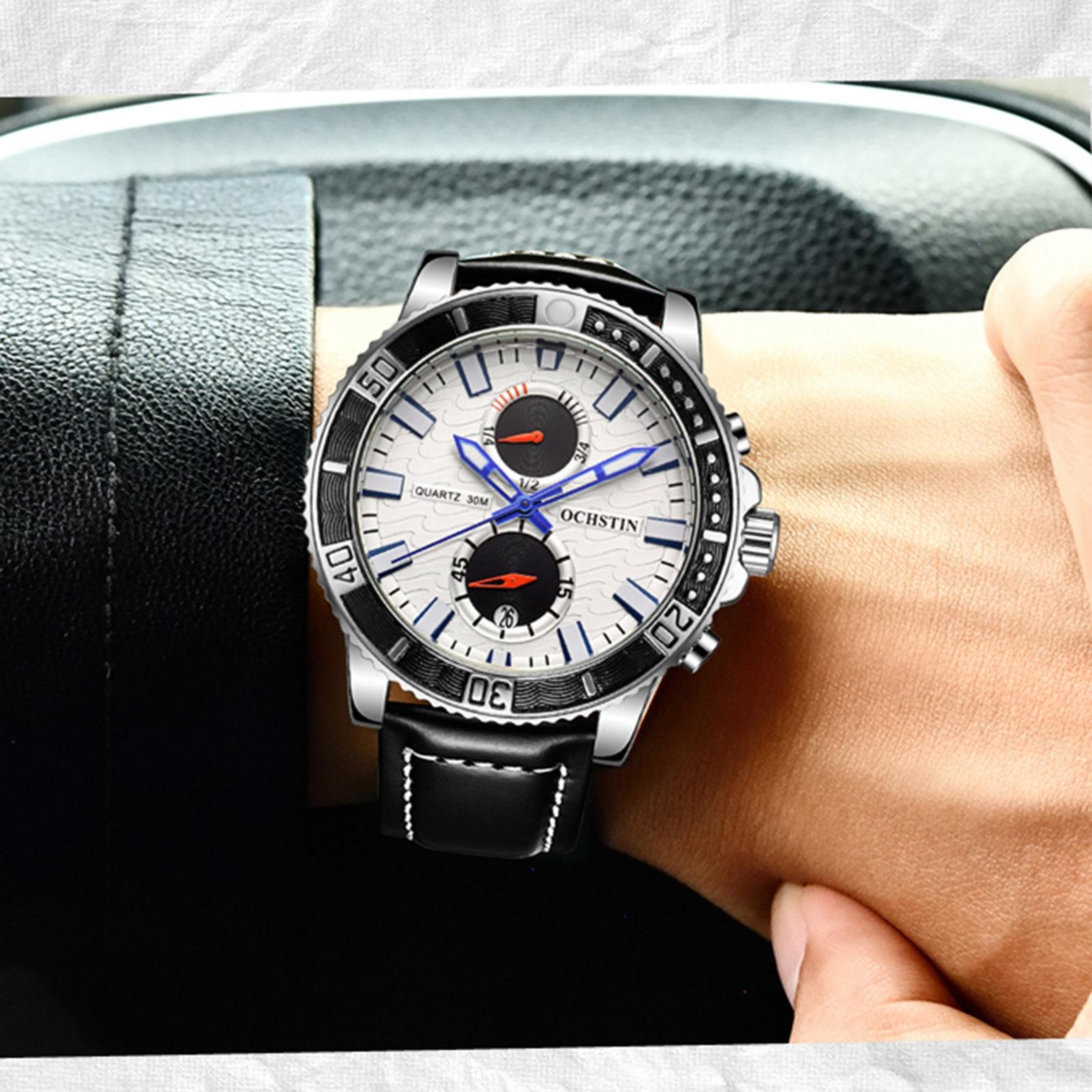 Ochstin 6045A Mens Quartz Watch Genuine Leather Business Watch With Luminous Display 8