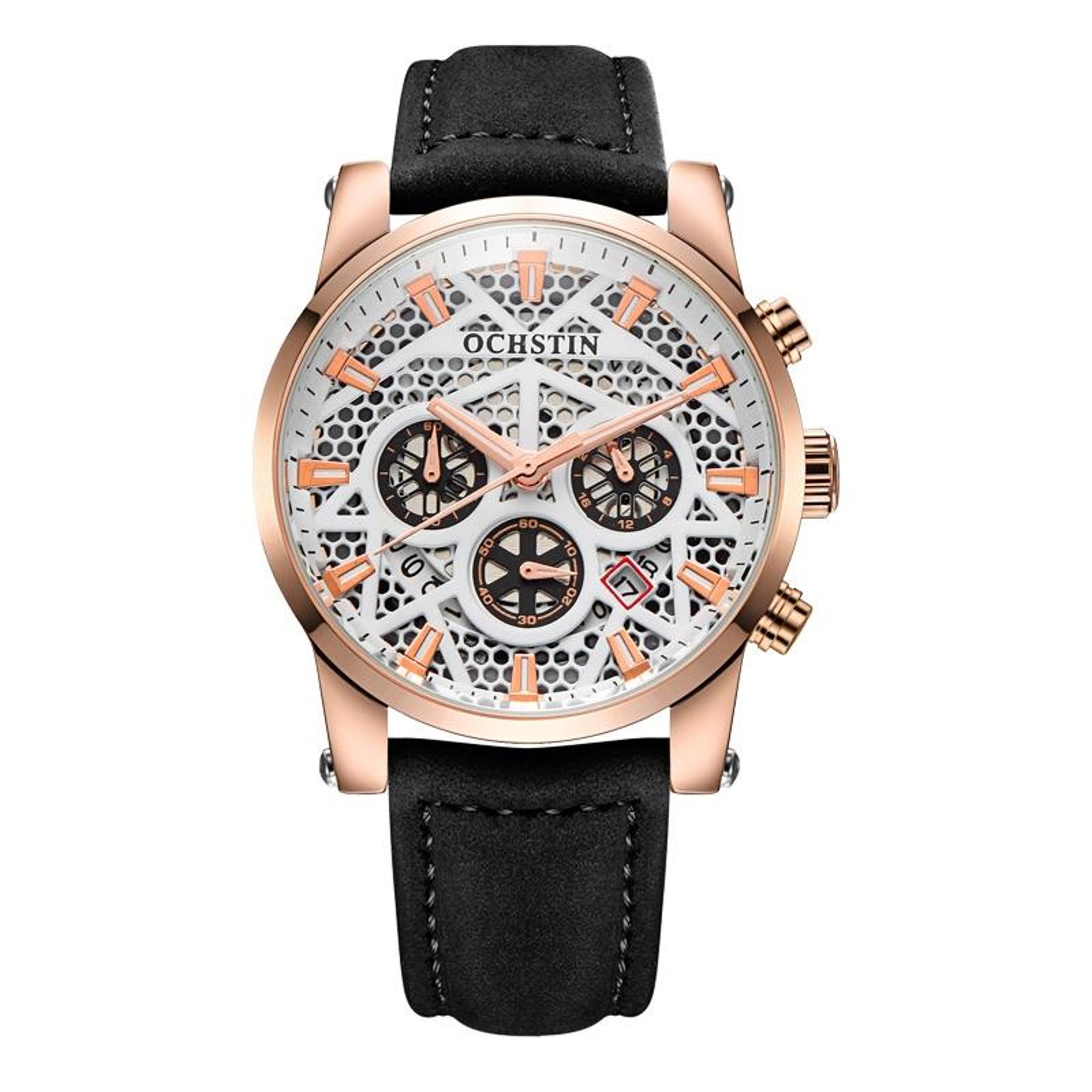 Ochstin 5052B Business Quartz Watch Waterproof Genuine Leather Mens Dress Watch 1