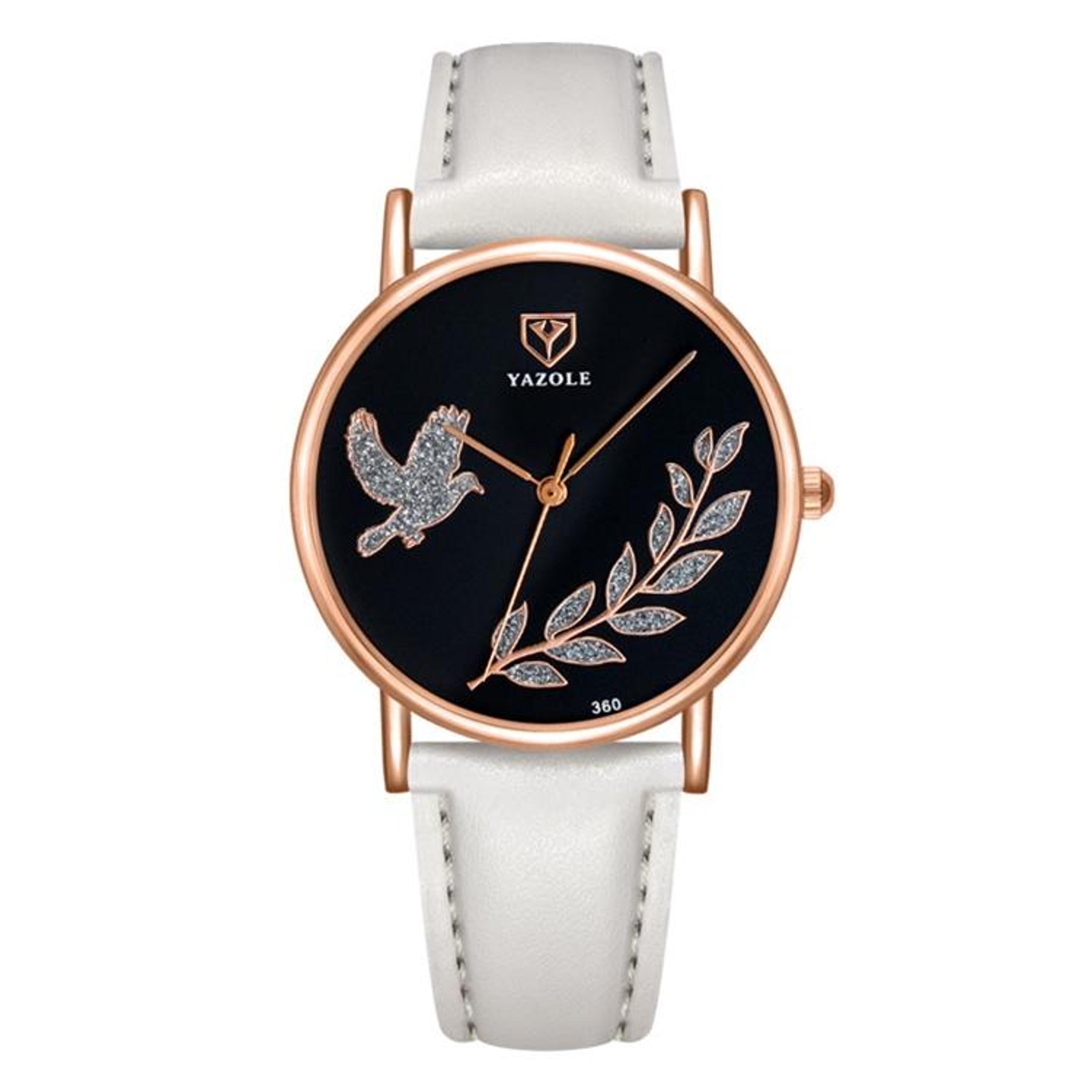 YAZOLE 360 Womens Leather Watch Dove Of Peace Diamond Quartz Wrist Watch 10