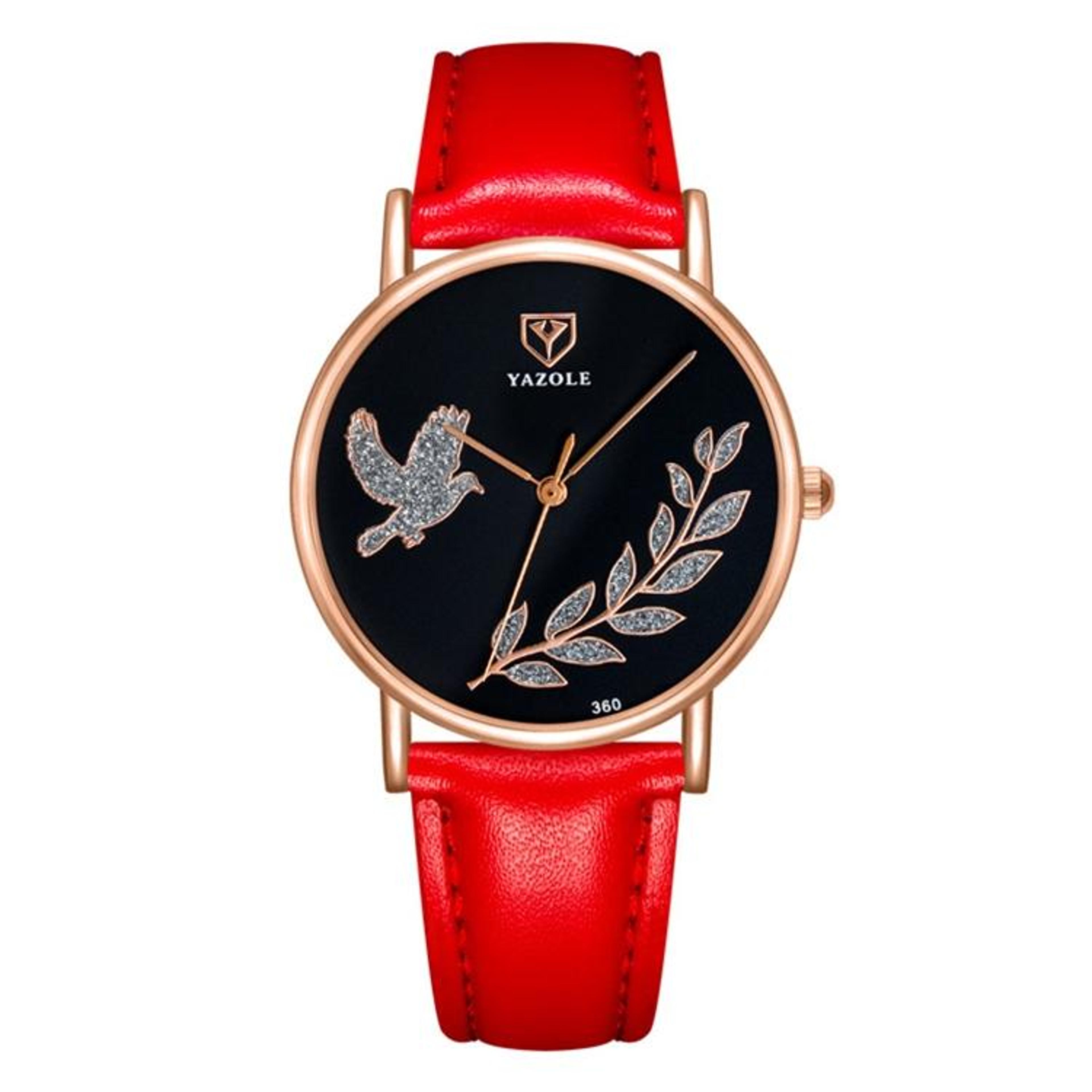 YAZOLE 360 Womens Leather Watch Dove Of Peace Diamond Quartz Wrist Watch 12