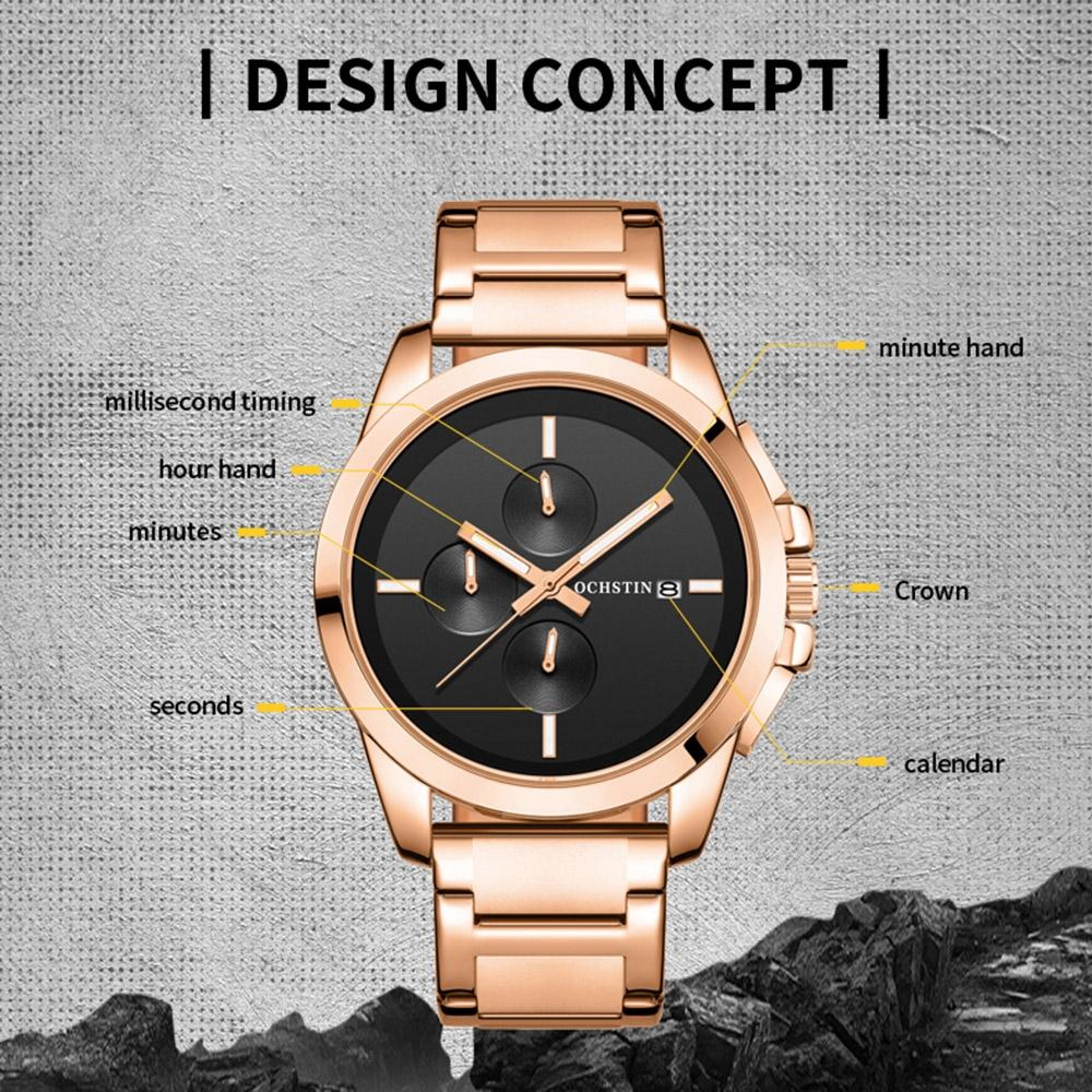 OCHSTIN 6059C Mens Quartz Watch Multifunction Stainless Steel Watch Business Wristwatch 5