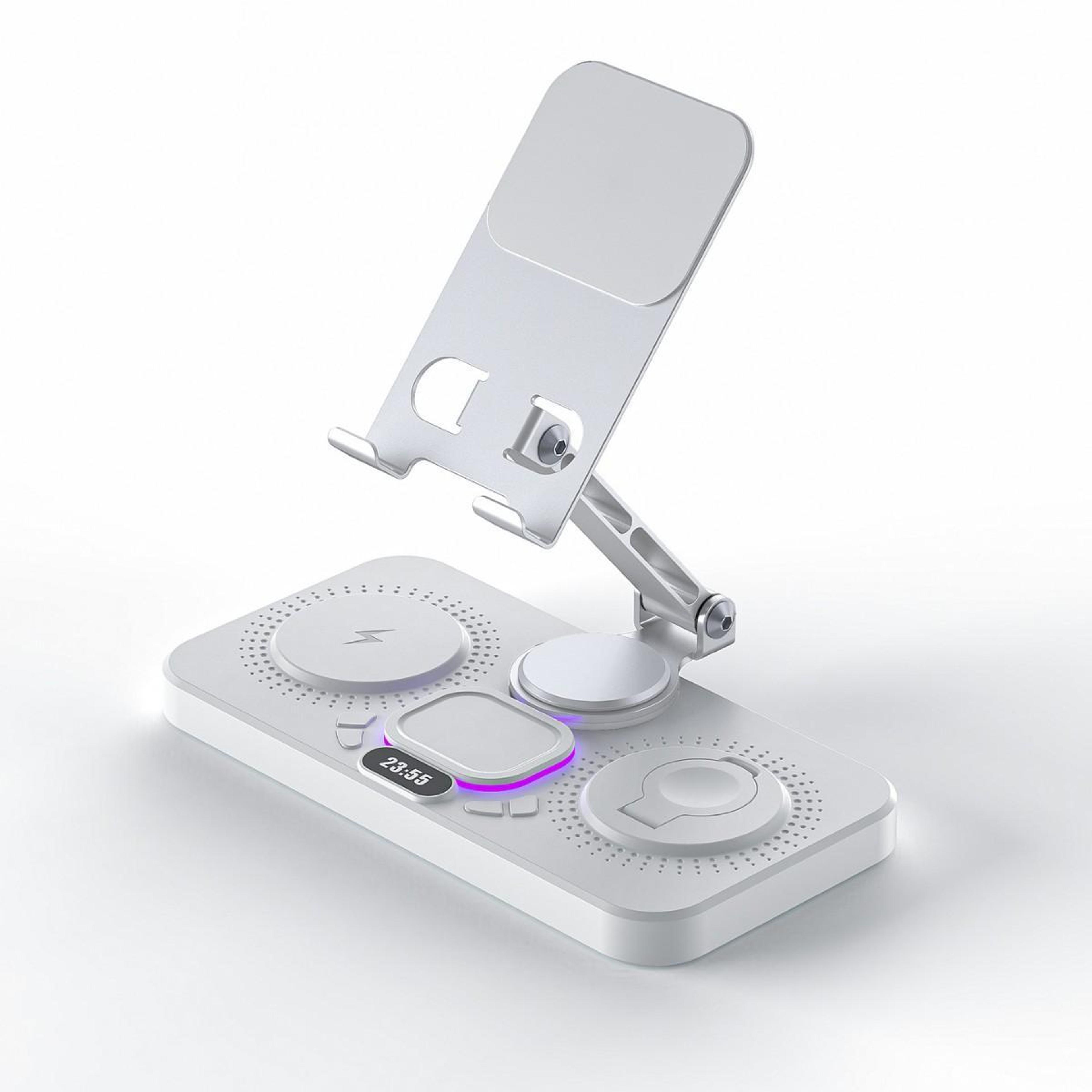 4 In 1 Magnetic Wireless Charging Station Foldable Fast Charger Stand With Clock Apple Watch AirPod 7