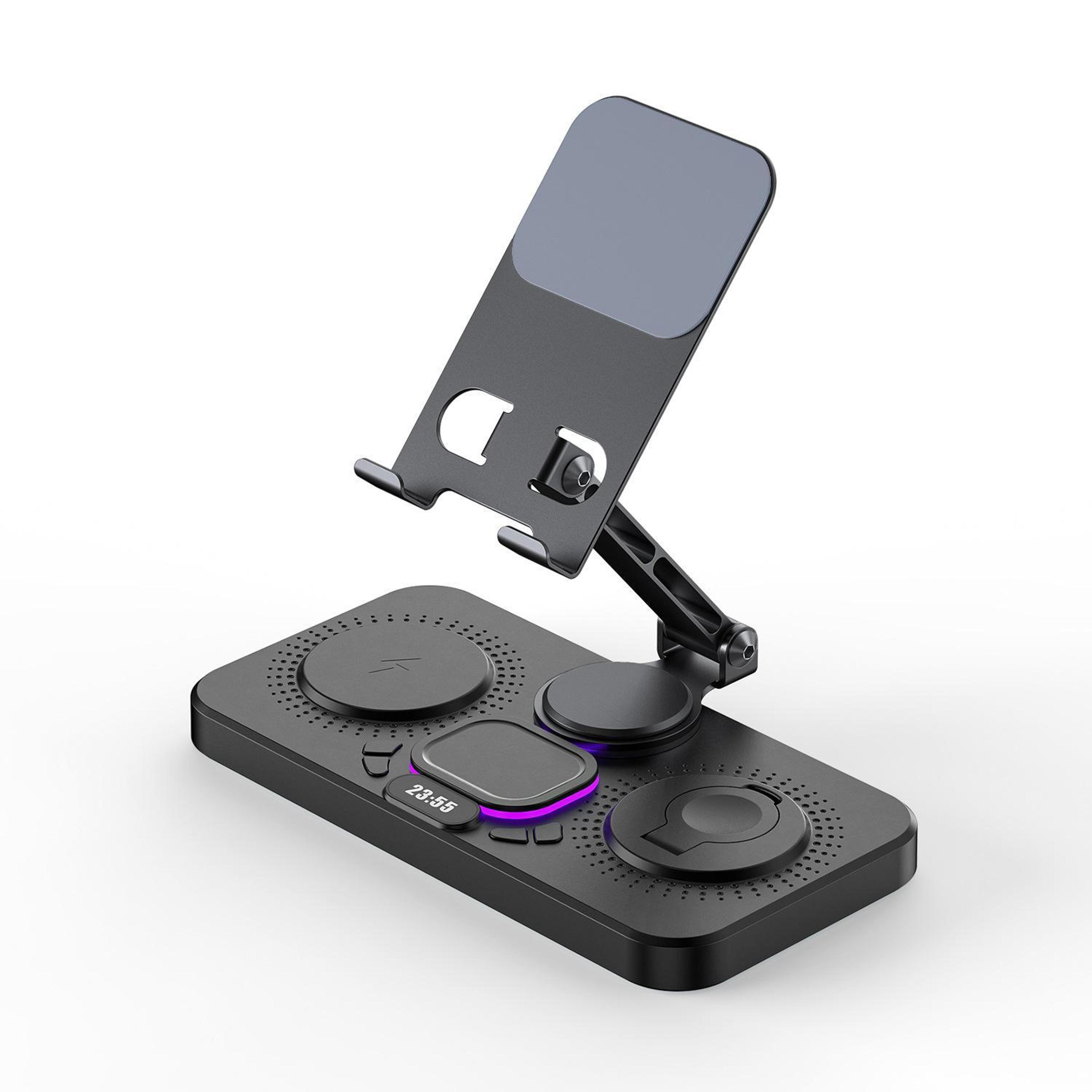 4 In 1 Magnetic Wireless Charging Station Foldable Fast Charger Stand With Clock Apple Watch AirPod 0