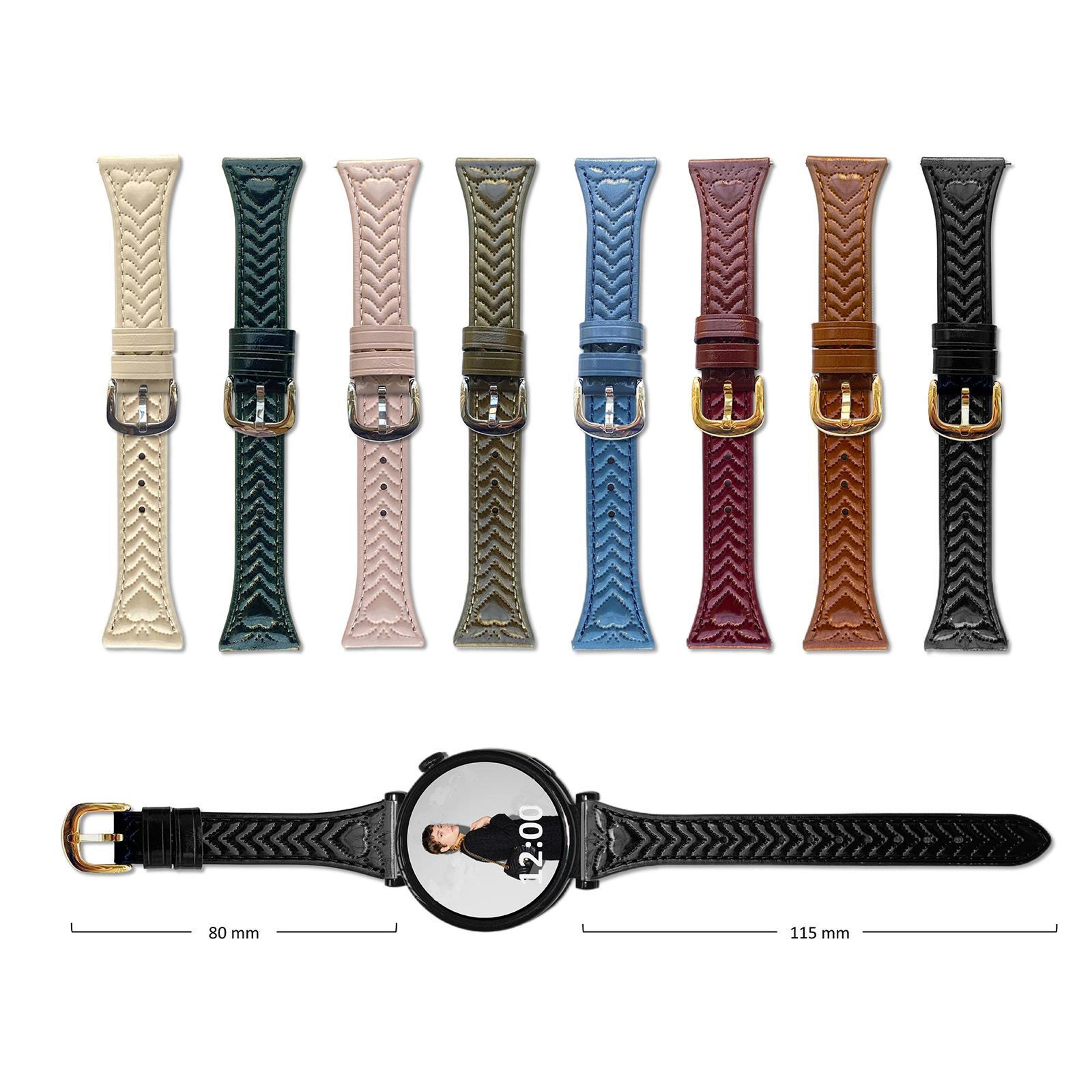 COROS Pace 3 Leather Watch Band 22mm Heart Embossed Soft Replacement Strap 6