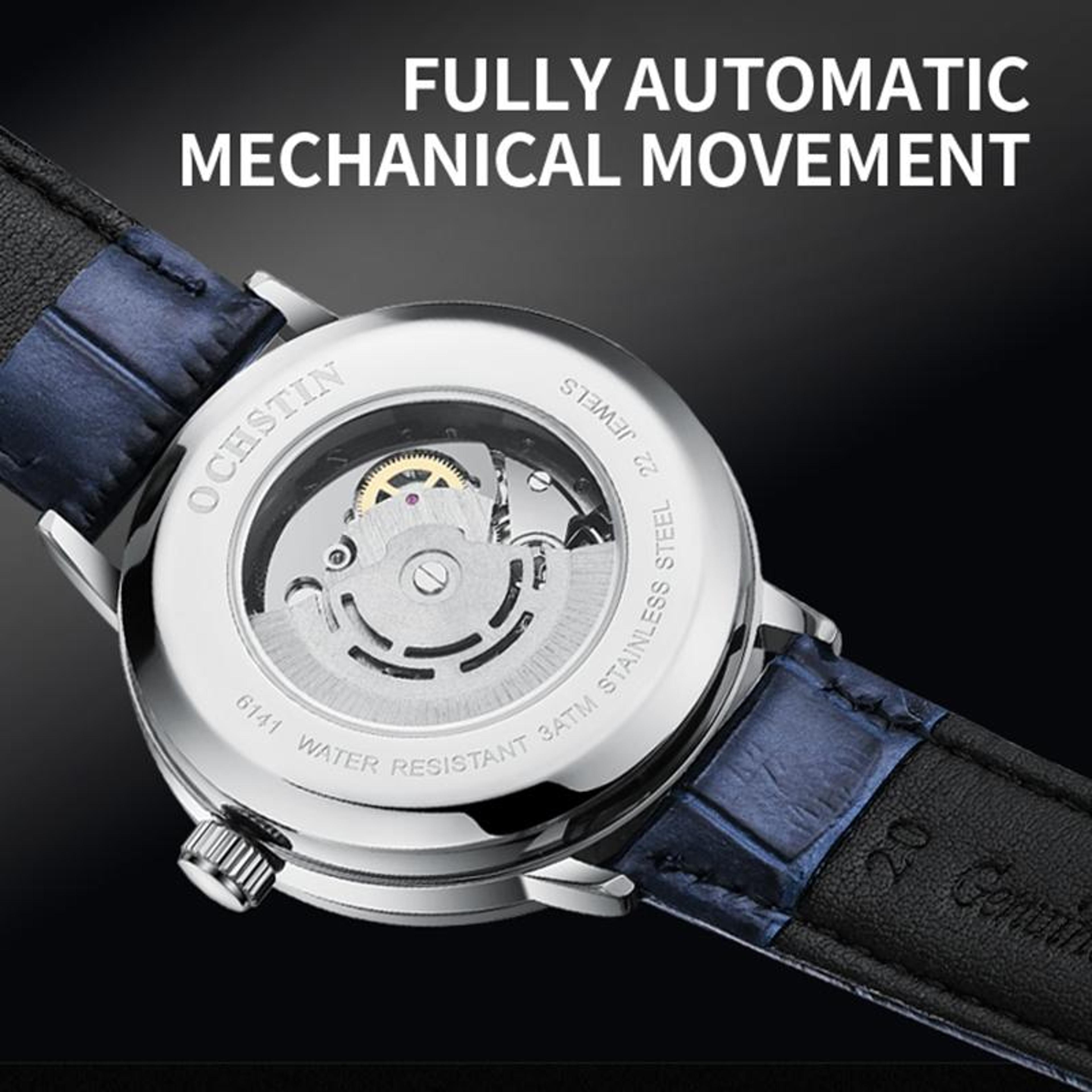 OCHSTIN 6141A Automatic Mechanical Watch Day Date Genuine Leather Business Watch For Men 7