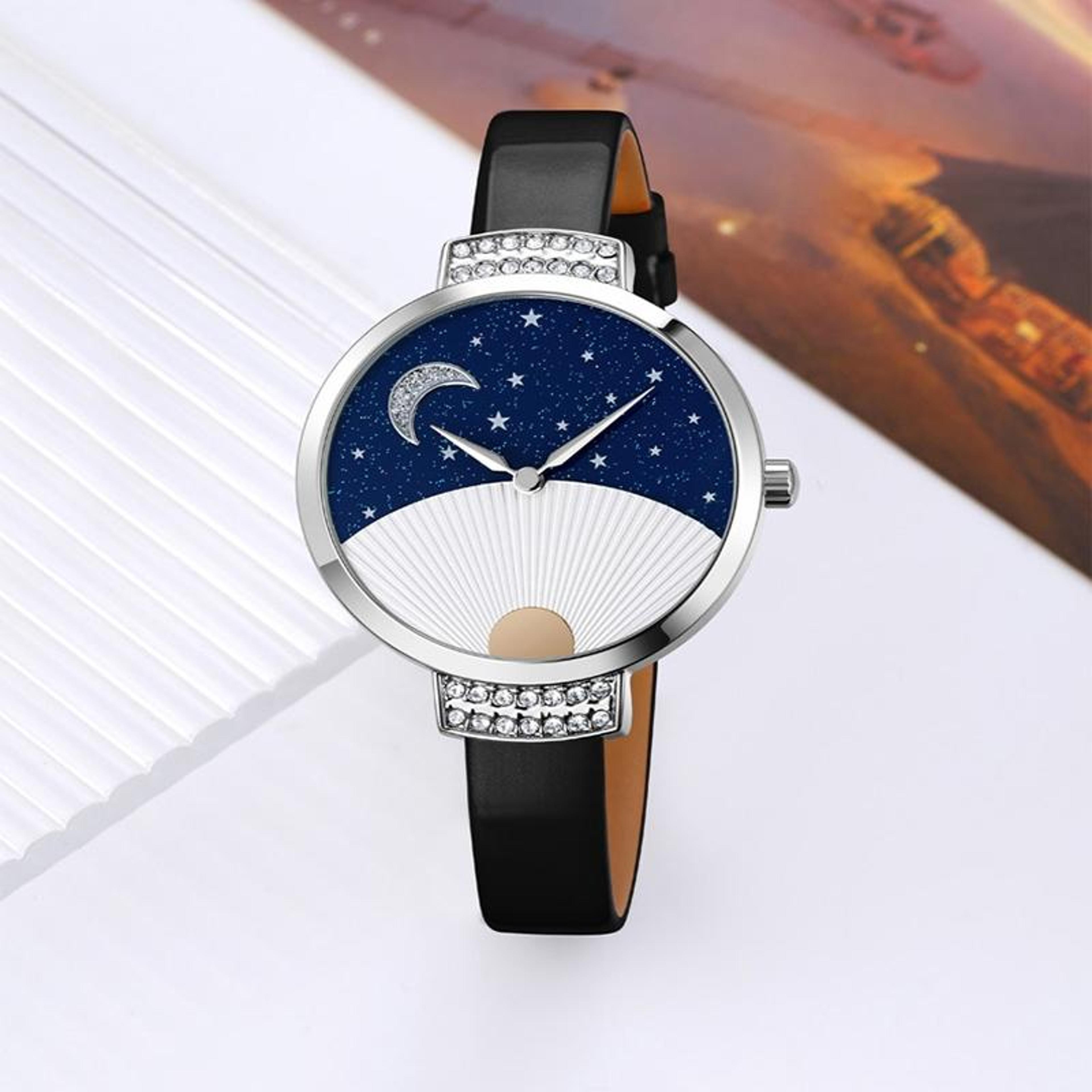 SKMEI 9279 Womens Quartz Watch Genuine Leather Watch Waterproof Analog Wristwatch 4