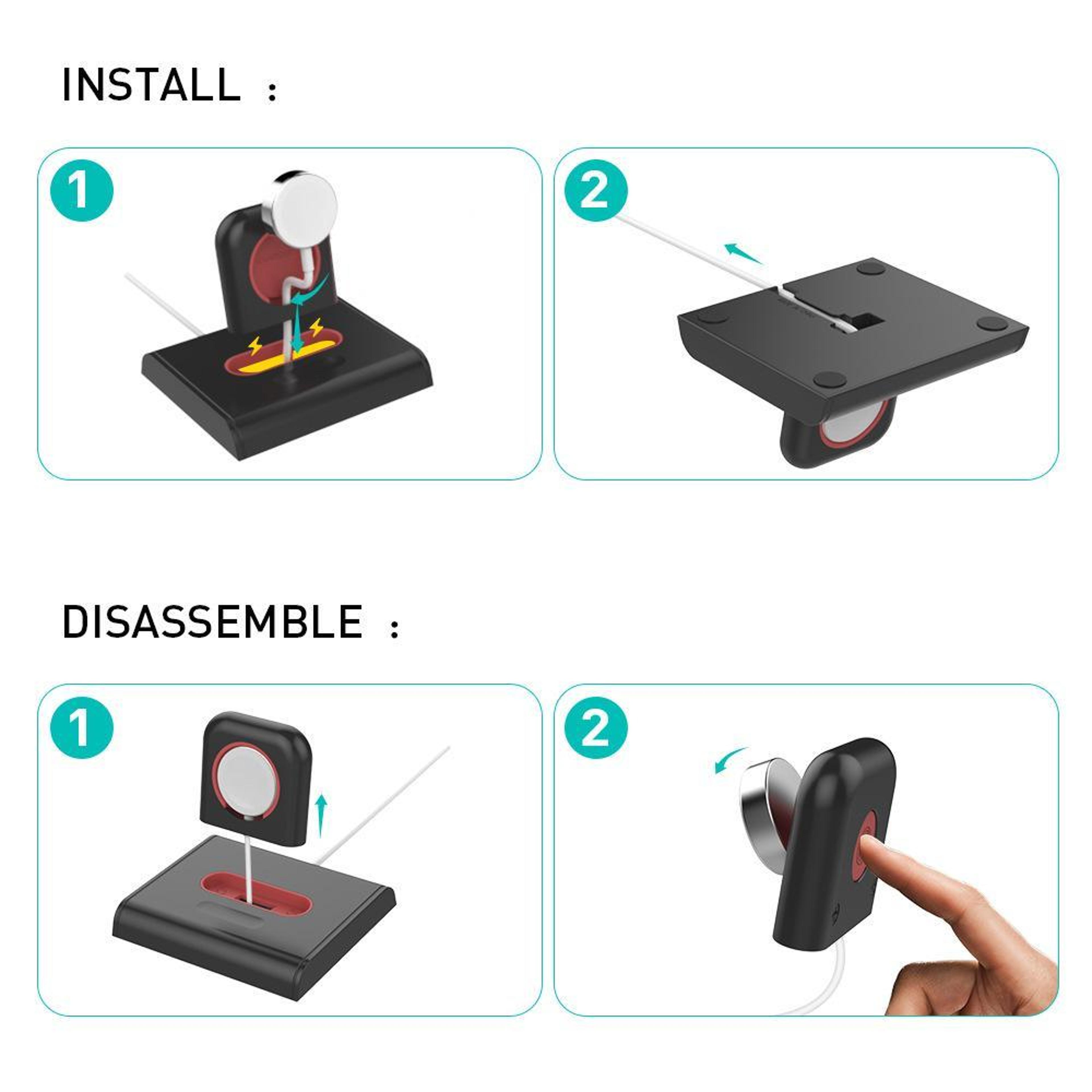 AhaStyle PT117 2 In 1 Apple Watch Charging Stand And AirPods Holder Silicone Dock 3
