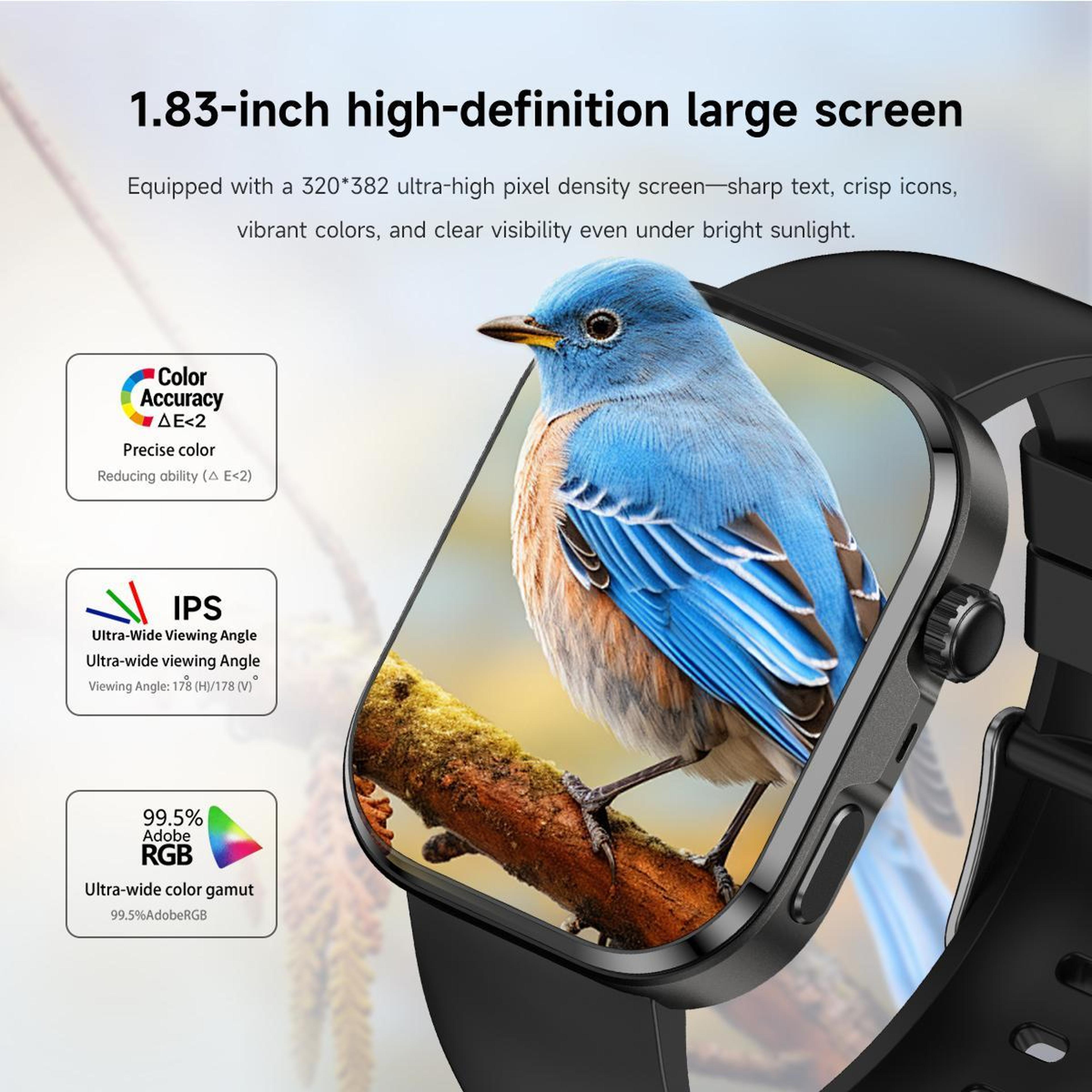 G47 Bluetooth Calling Smart Watch With 183 Inch HD Display Health Monitoring Smartwatch Milan Steel 2