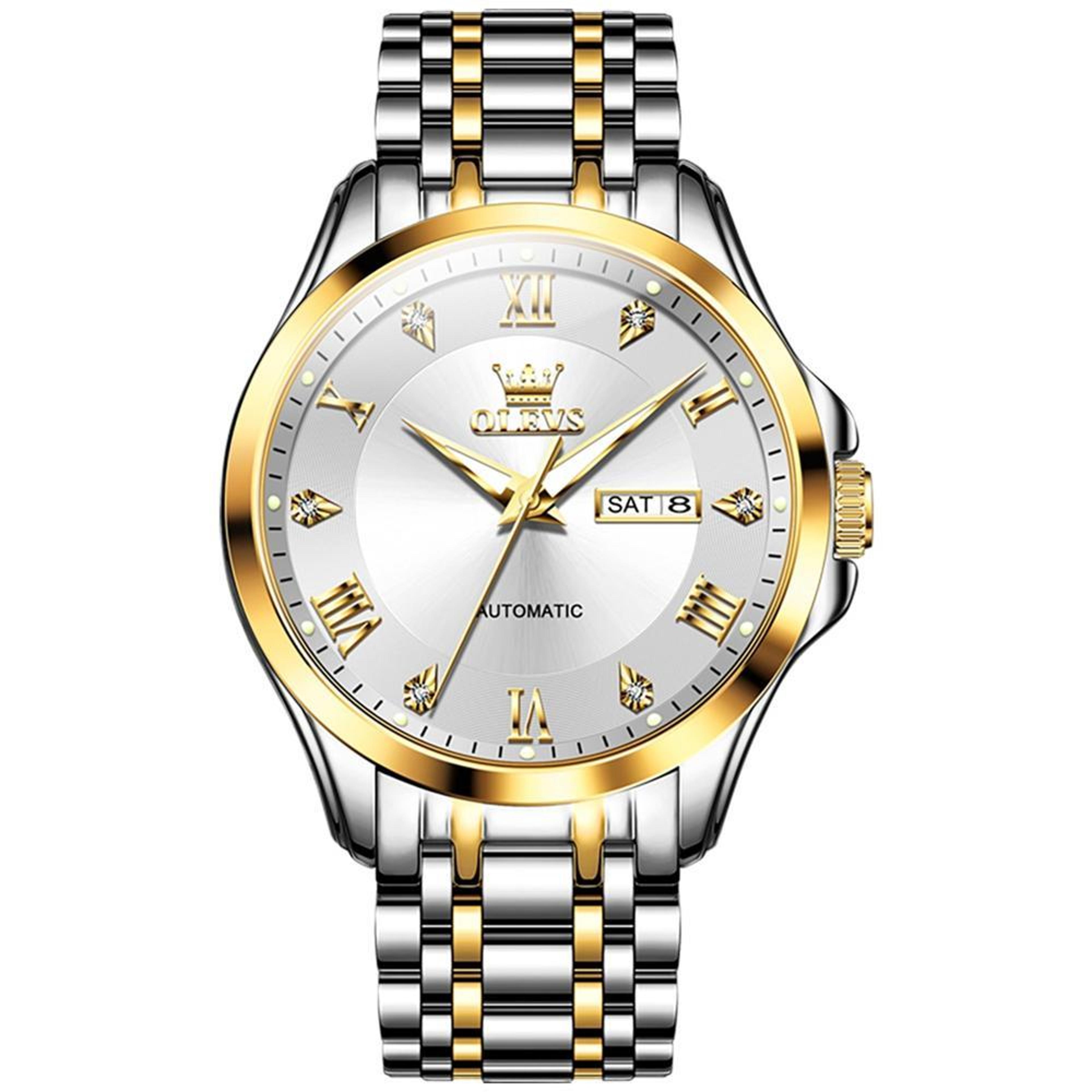 OLEVS 6702 Automatic Mechanical Watch For Men Waterproof Stainless Steel Watch With Dual Calendar 7