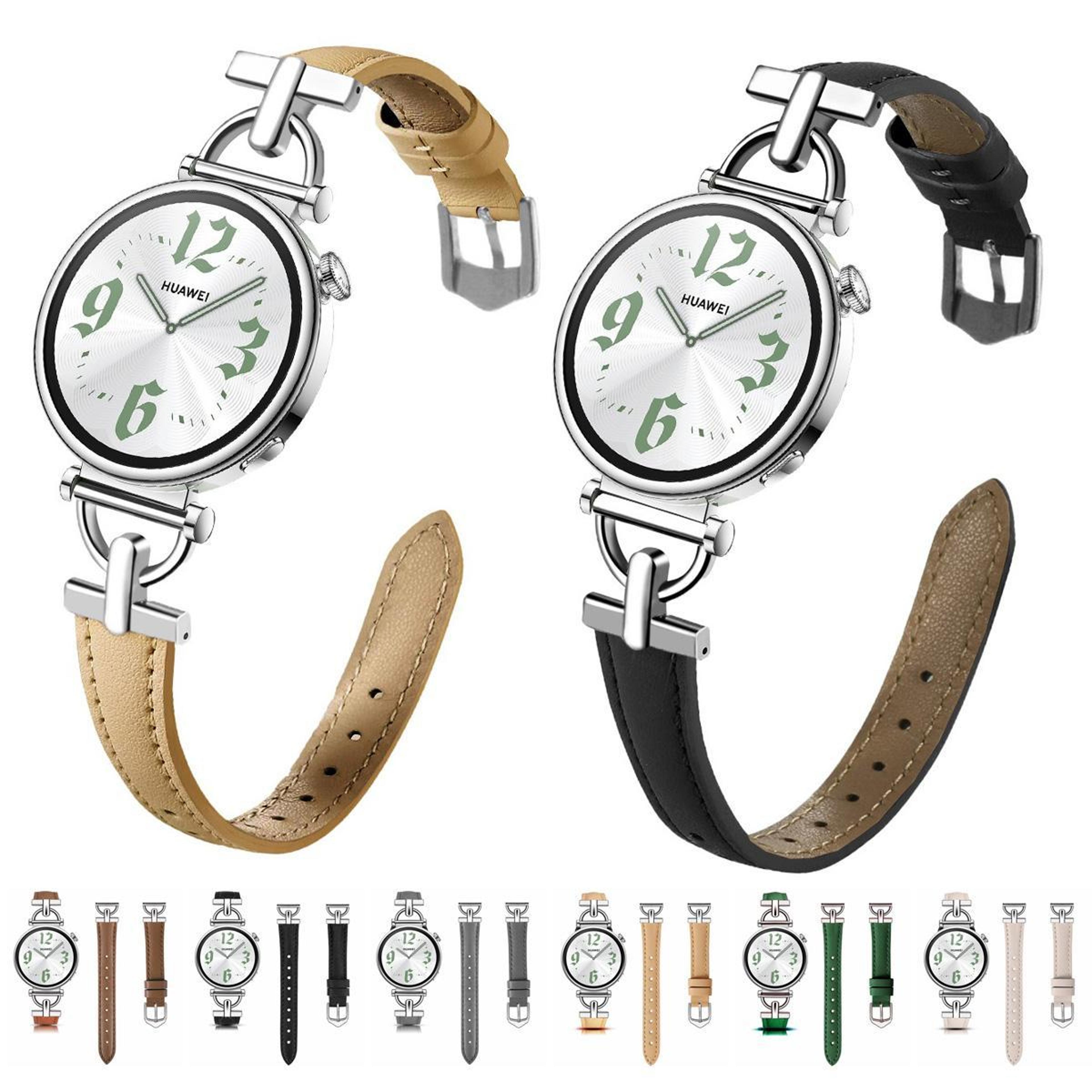 Genuine Leather Watch Band Flat Head D Shape Replacement Watch Strap With Stainless Steel Buckle 3