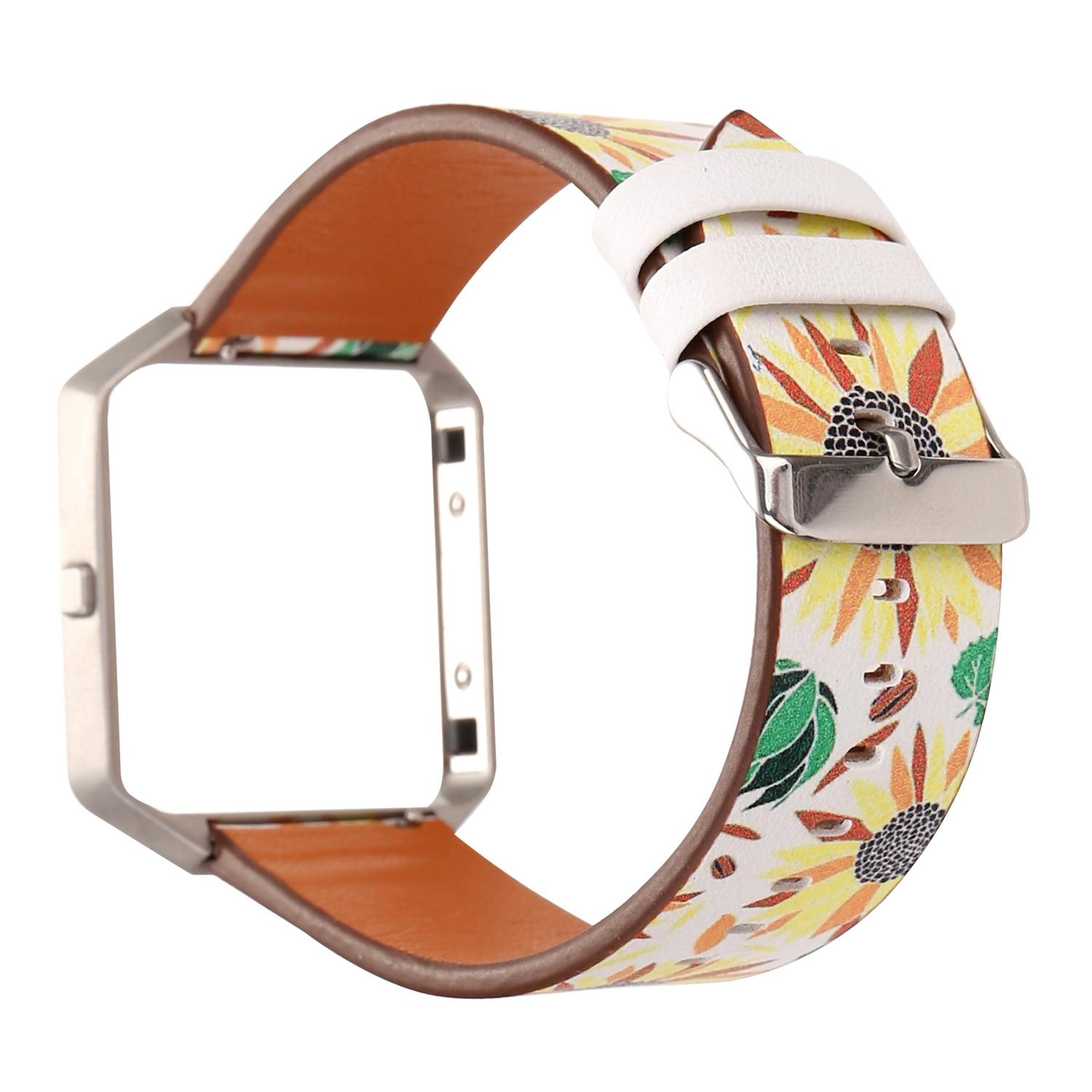 Fitbit Blaze Leather Watch Band Adjustable Replacement Strap With Classic Buckle 14