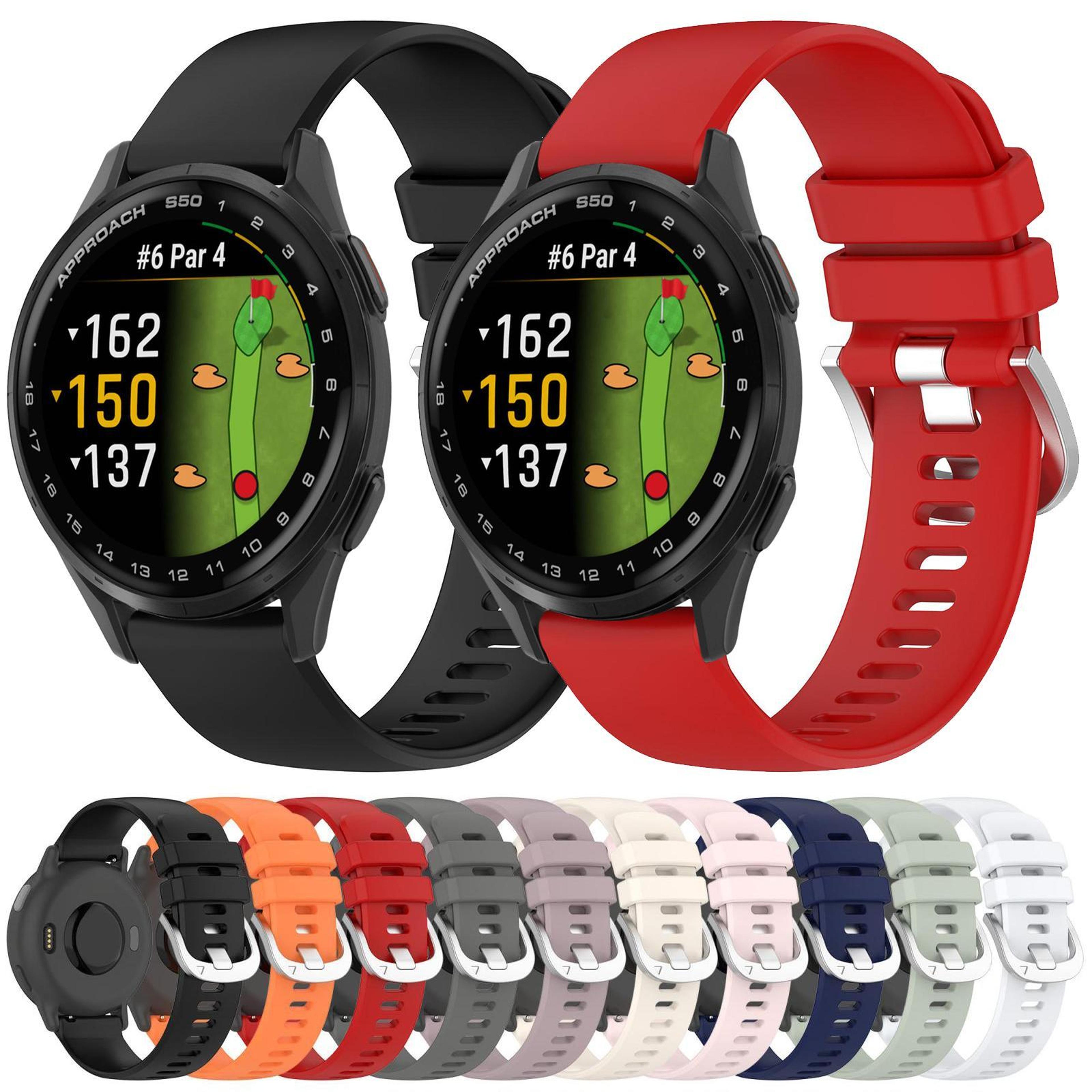 Garmin Approach S50 Silicone Watch Band 20mm Soft Waterproof Replacement Strap With Silver Buckle 10