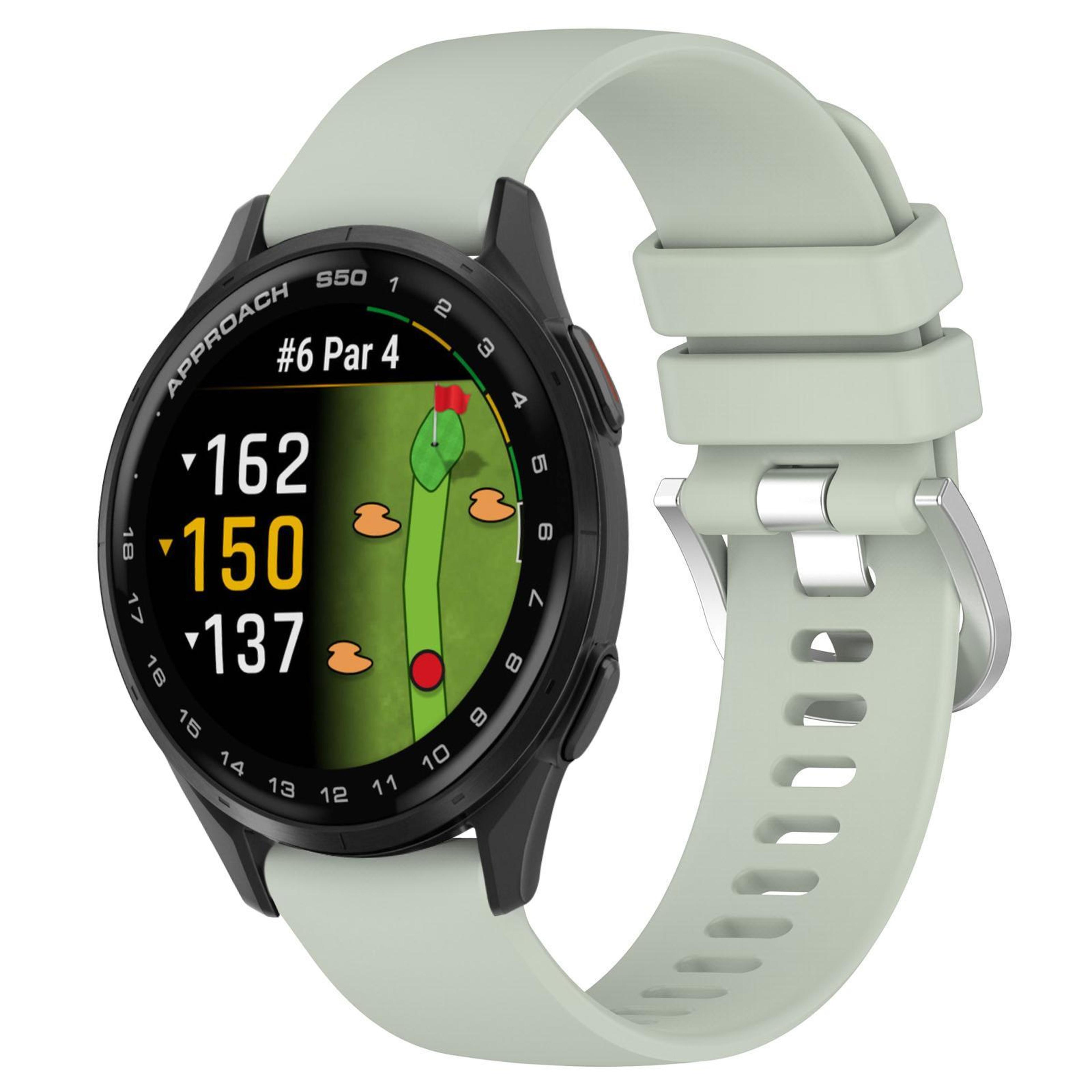 Garmin Approach S50 Silicone Watch Band 20mm Soft Waterproof Replacement Strap With Silver Buckle 5