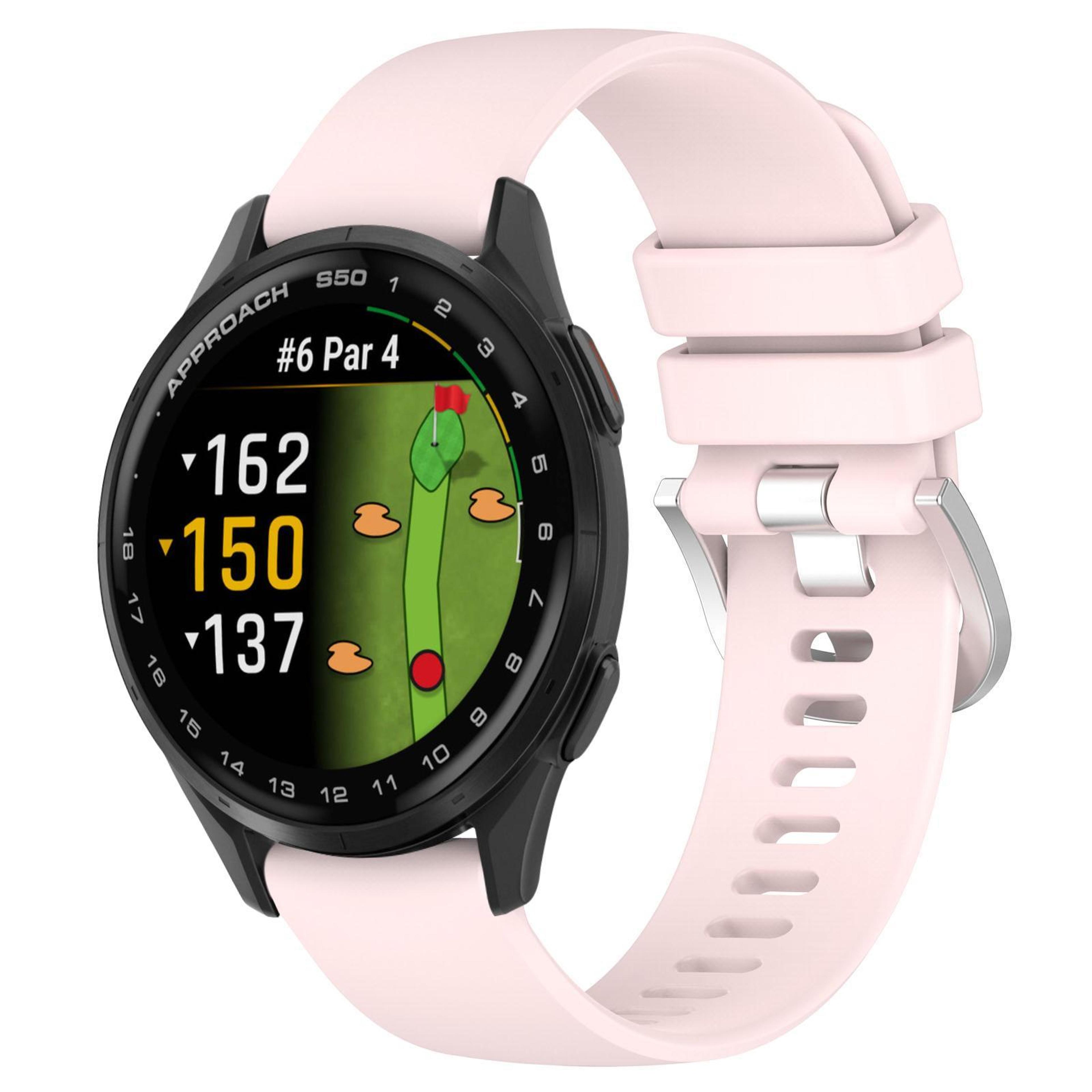 Garmin Approach S50 Silicone Watch Band 20mm Soft Waterproof Replacement Strap With Silver Buckle 12