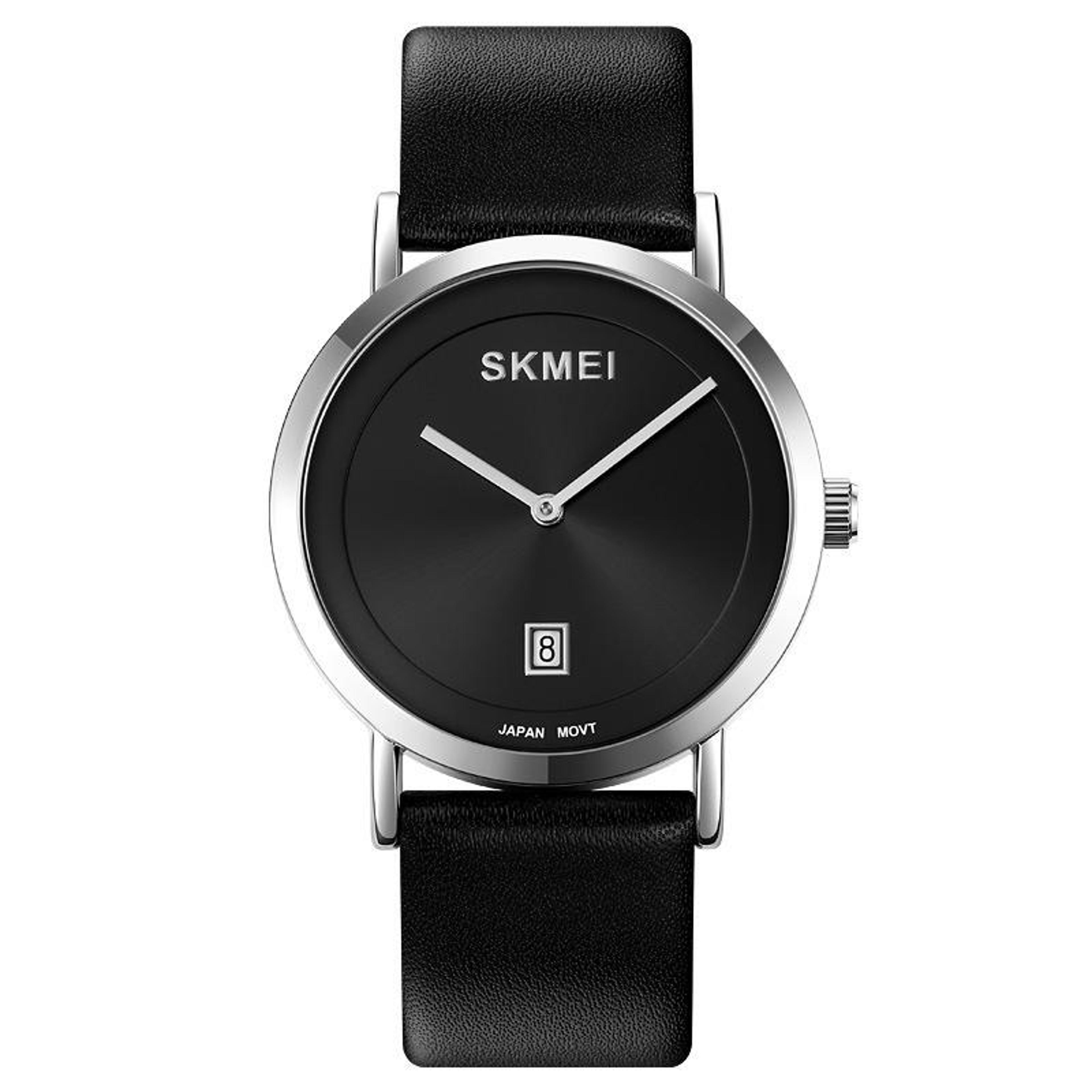 SKMEI 1907 Men Waterproof Quartz Watch Elegant Genuine Leather Strap Casual Analog Wristwatch 6