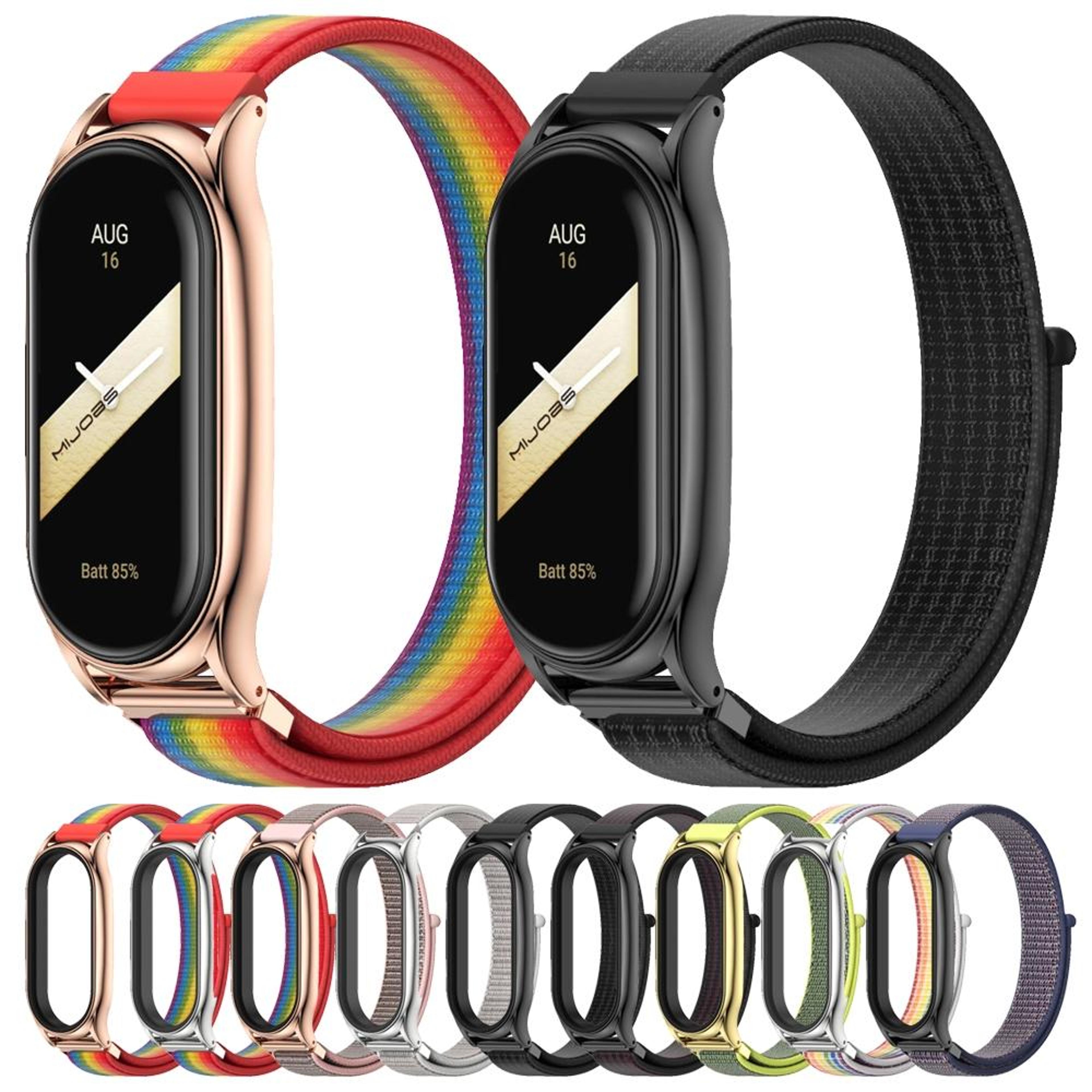 Breathable Nylon Loop Watch Band With Metal Case For Xiaomi Mi Band 8  9 3