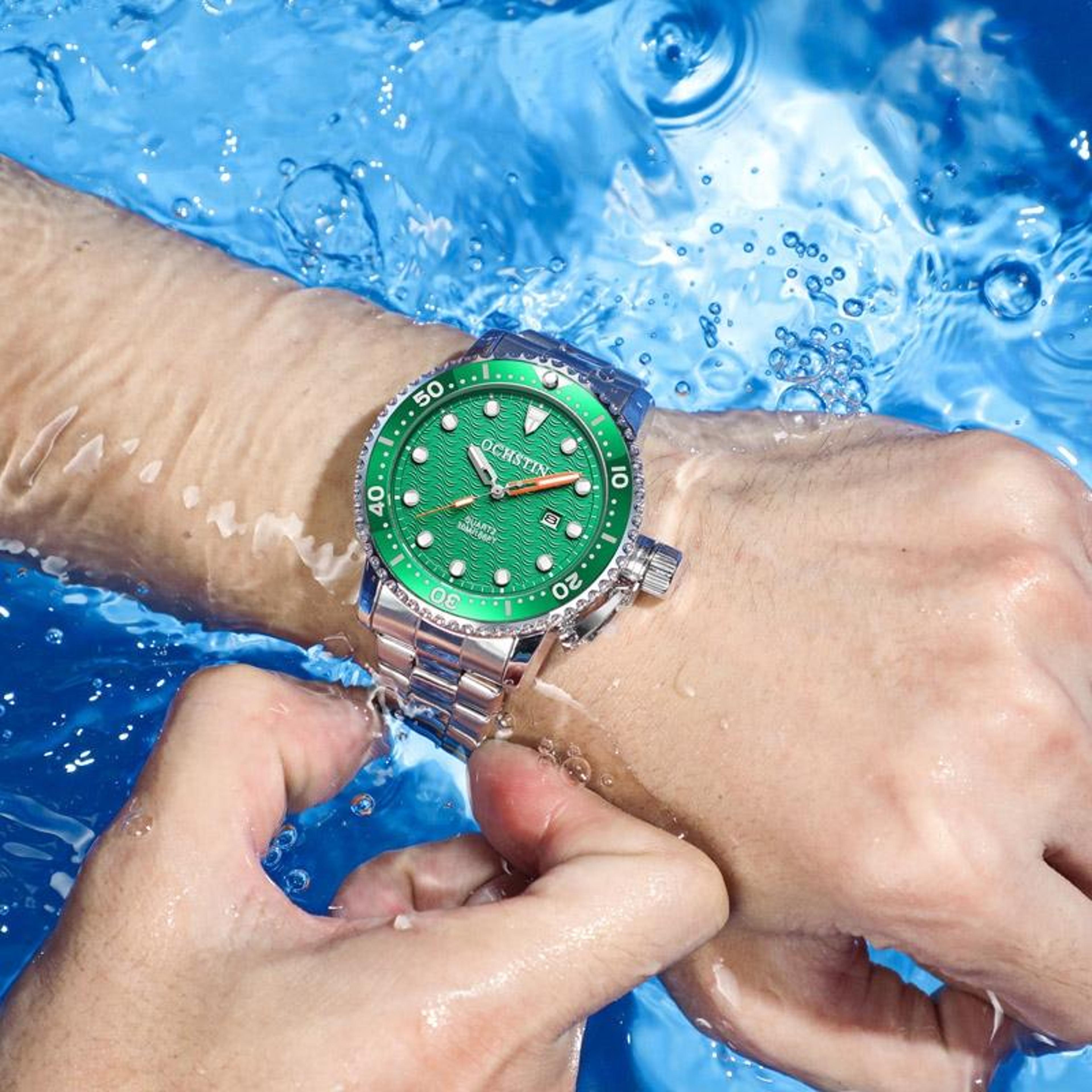 OCHSTIN Men Waterproof Quartz Watch Stainless Steel 9