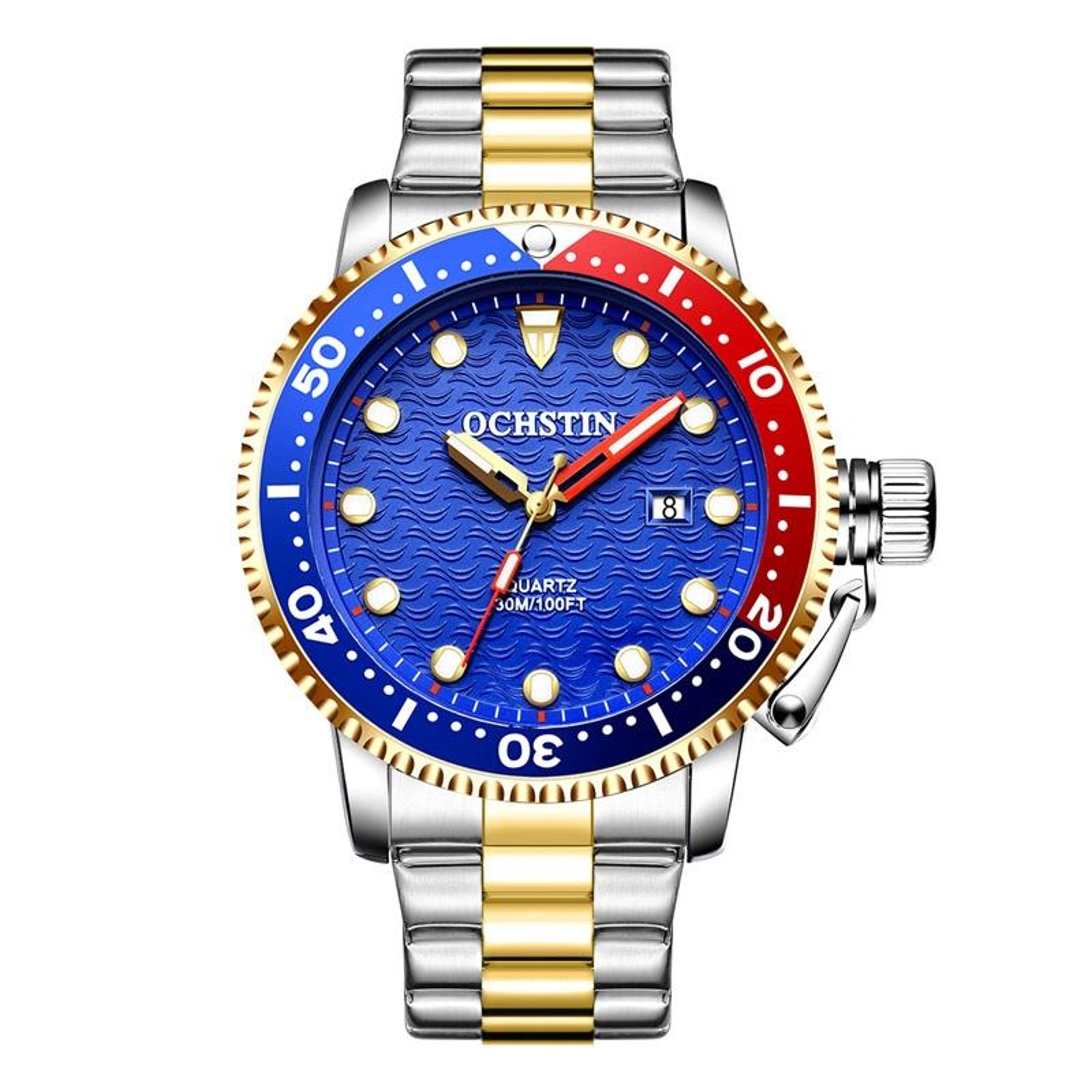 OCHSTIN Men Waterproof Quartz Watch Stainless Steel 3
