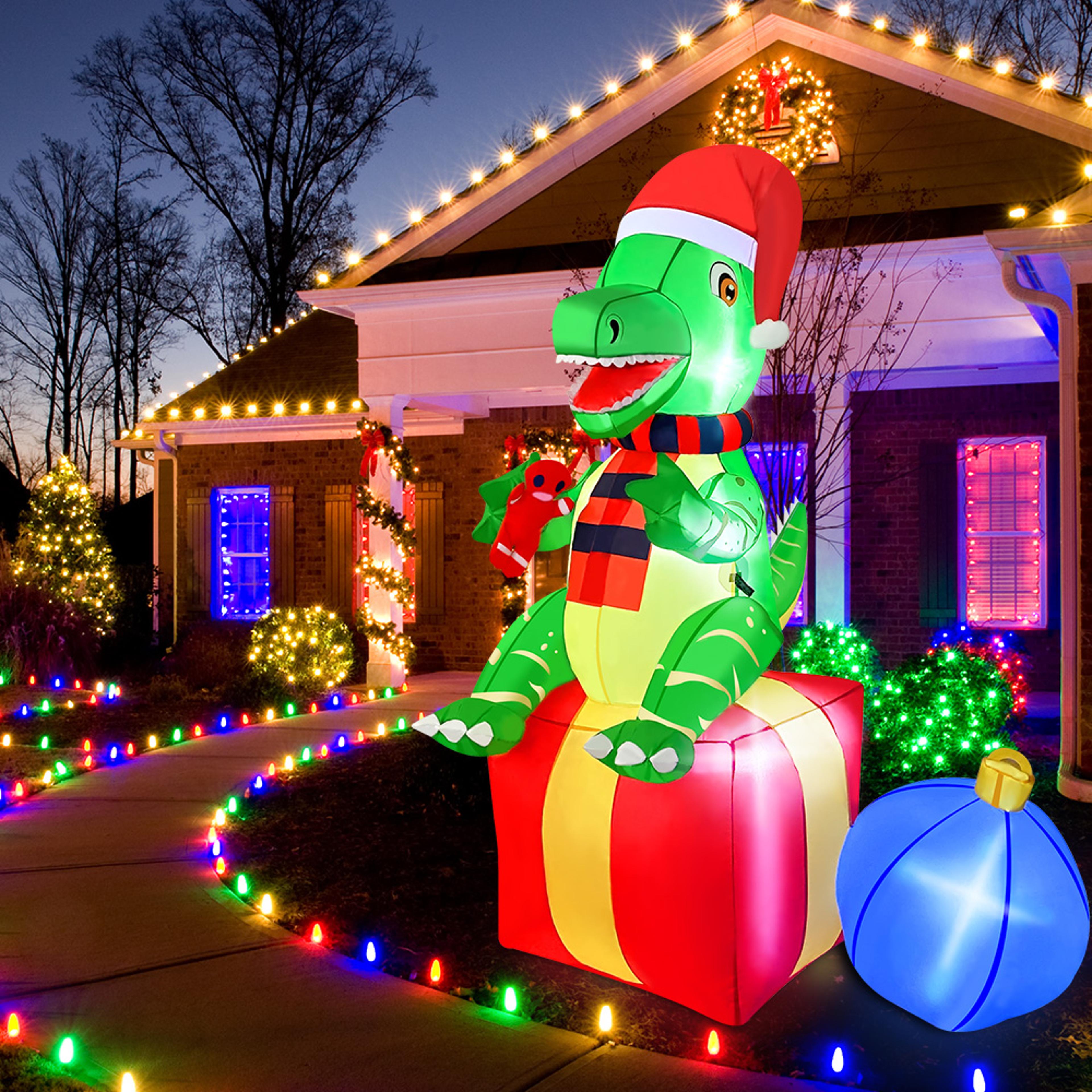 Dinosaur Christmas Inflatables Outdoor Decorations Xmas Blow Up Yard Decorations For Christmas Indo 0
