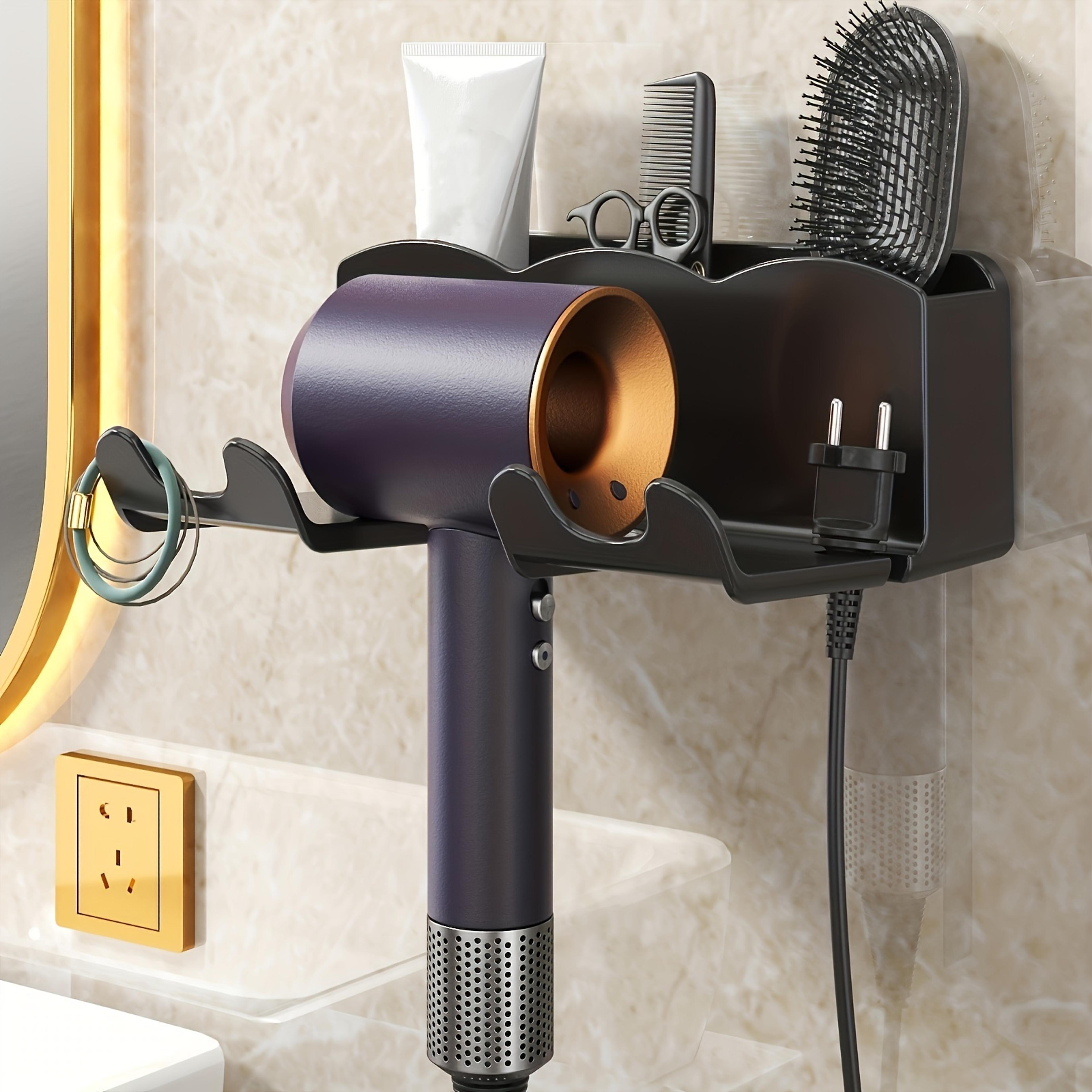 Non Perforated Wall Mounted Bathroom Bracket Hair Dryer Storage Rack Bathroom Air Duct Holder 5