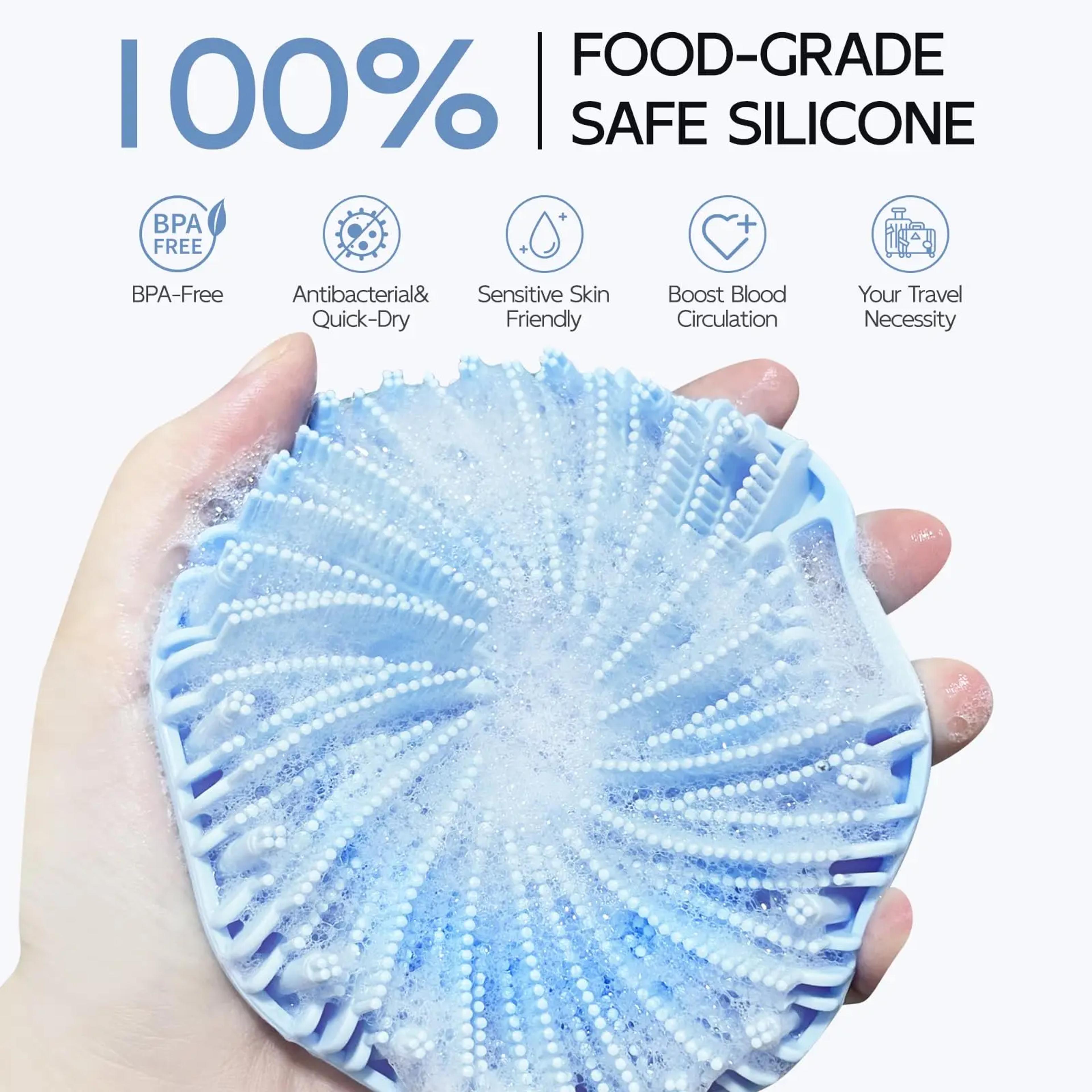 Exfoliating Shower Scrubber Silicone Body Scrubber With NonSlip Hand Strap Shower Body Buffer For S 1