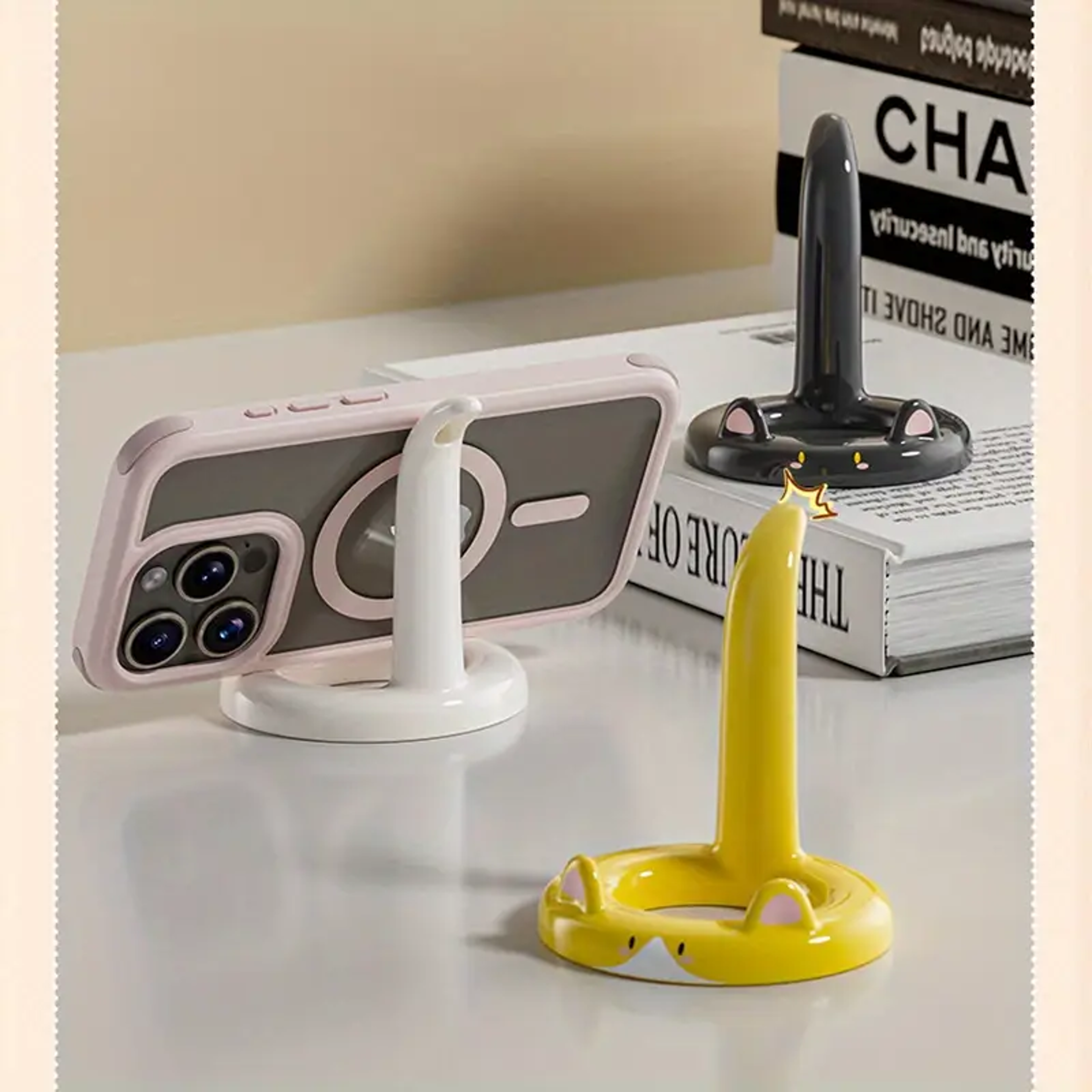 Adjustable Cartoon Cat Phone Stand Cute Desktop Holder For Videos Calls Fits Most Smartphones 1