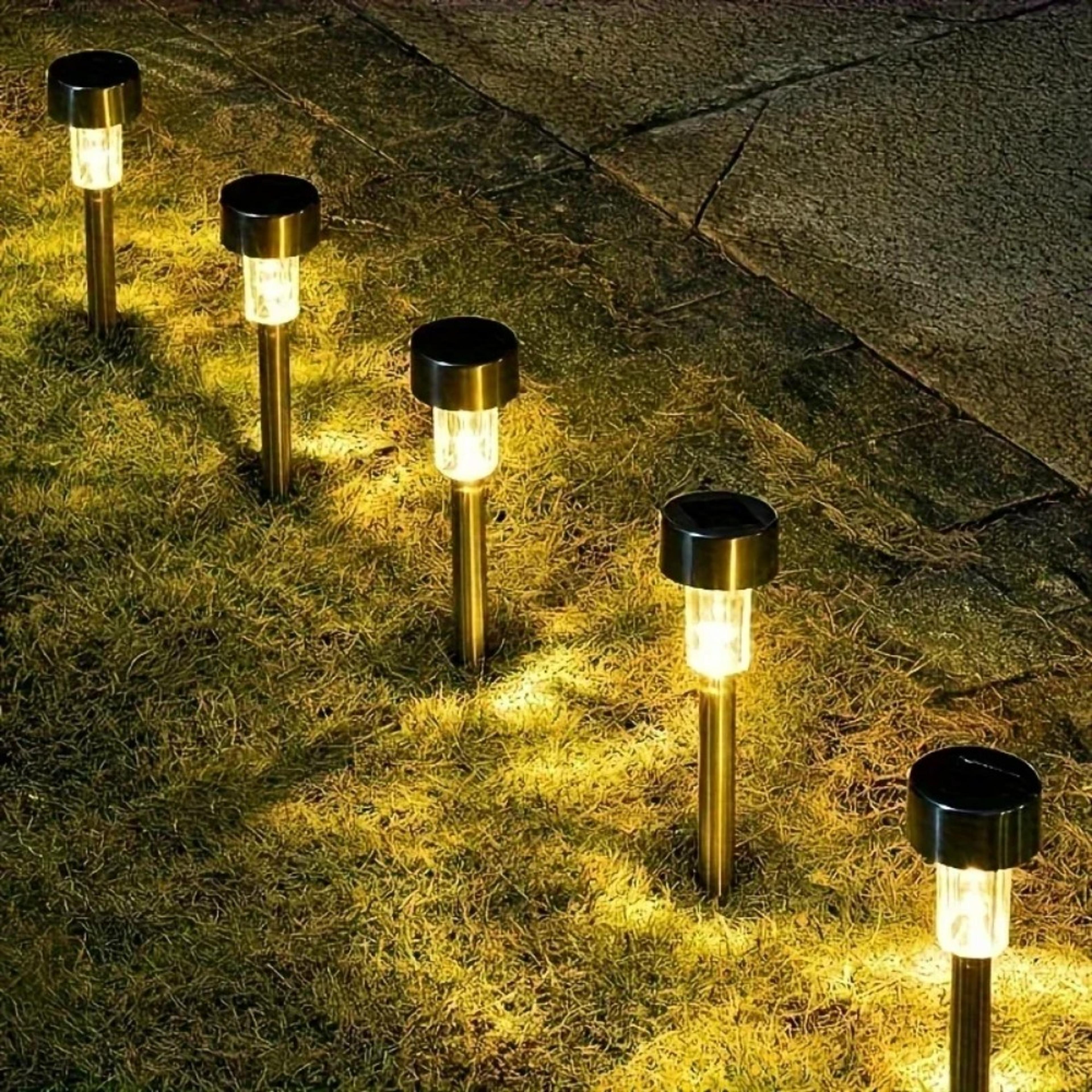 led light for yard, solar powered waterproof landscape path solar lights outdoor garden lamp