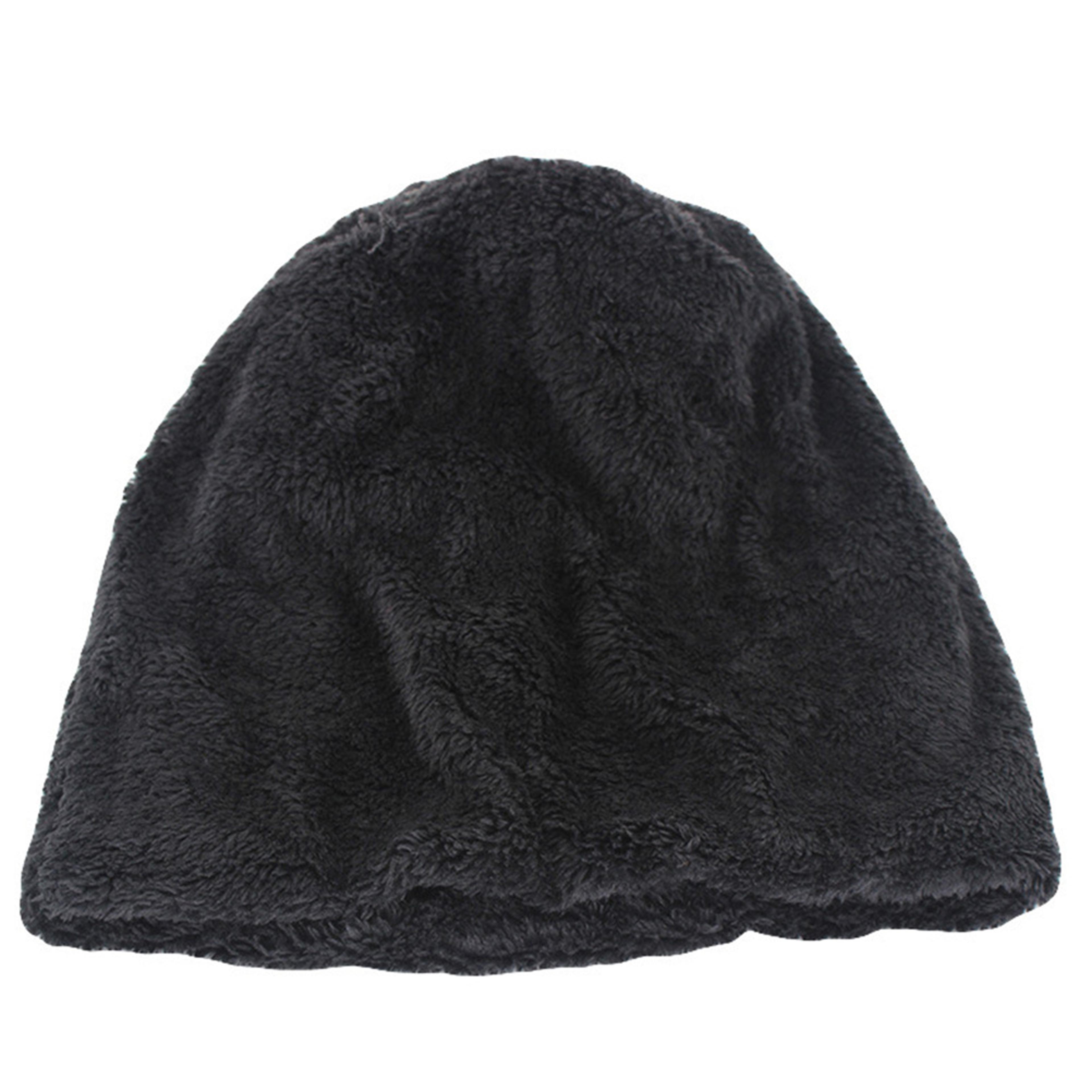 Thick Lined Knit Beanie Winter Outdoor Cap Warm Ear Protection Hat For Men Dark Gray Cycling Hat 1