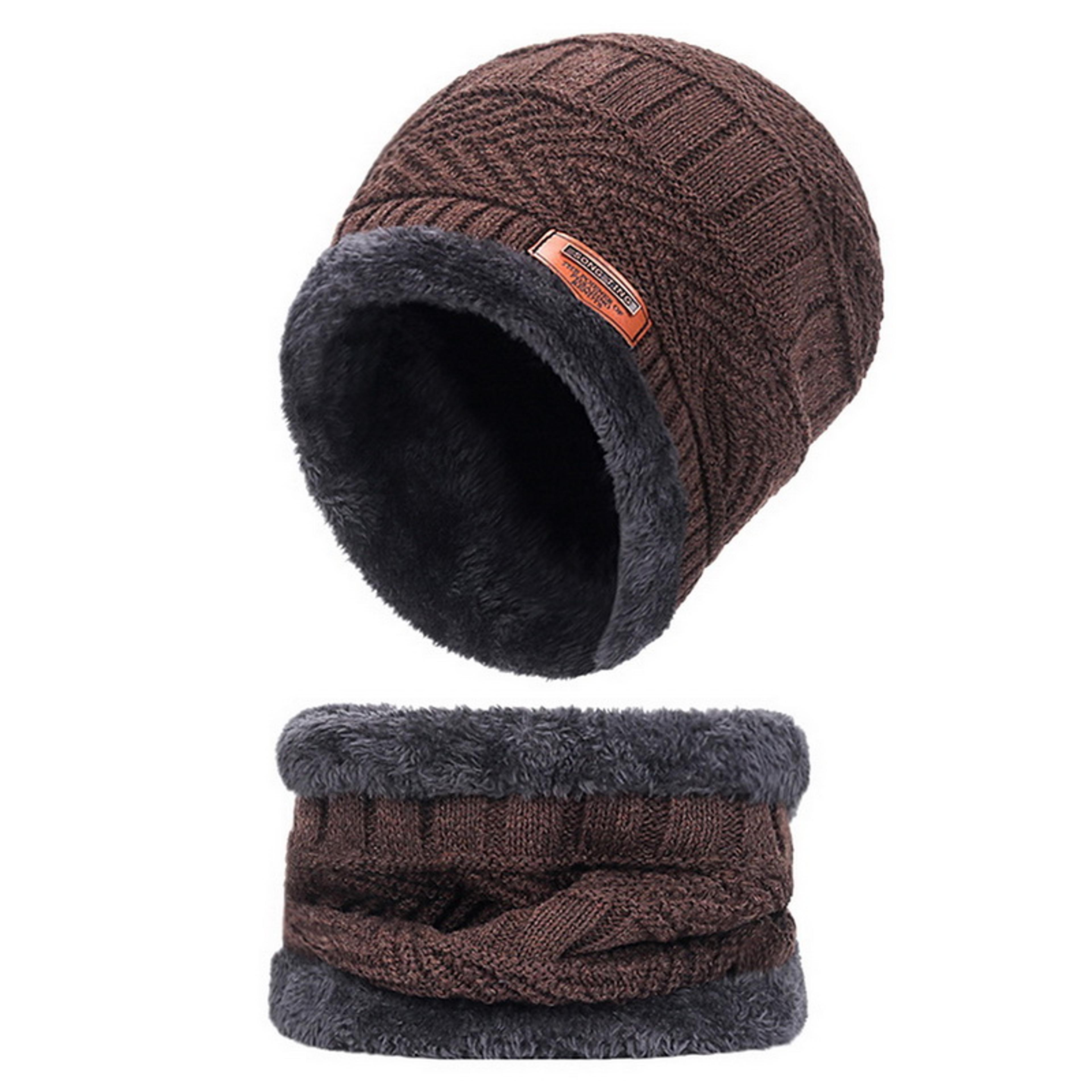 Knit Winter Hat For Men And Women Velvet Coral Fleece Scarf Thick Plus Velvet Neck Protect Cap For  8