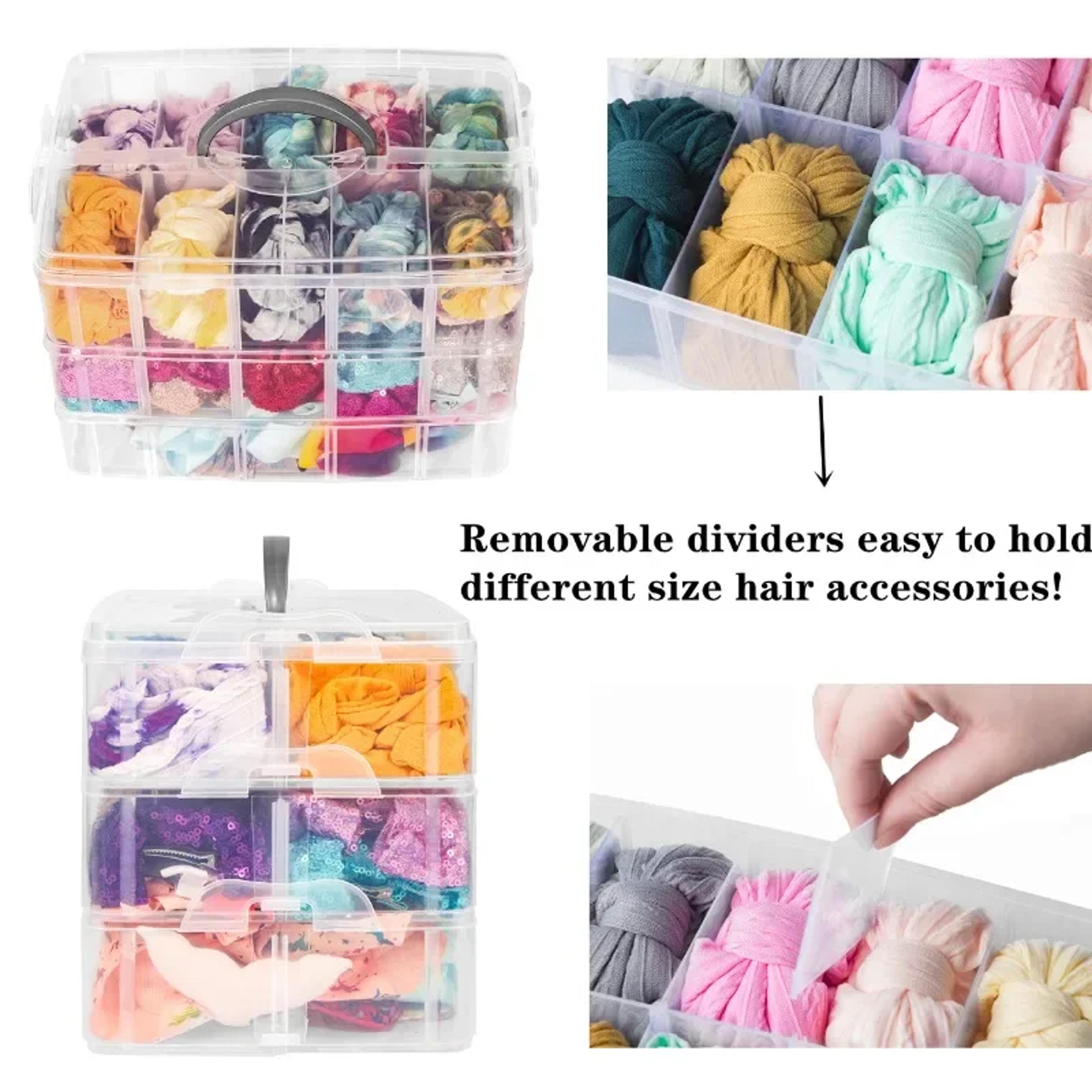 Clear Jewelry Sundries Organizer Adjustable Compartment Toy Container Stackable 3Tier Plastic Stora 3
