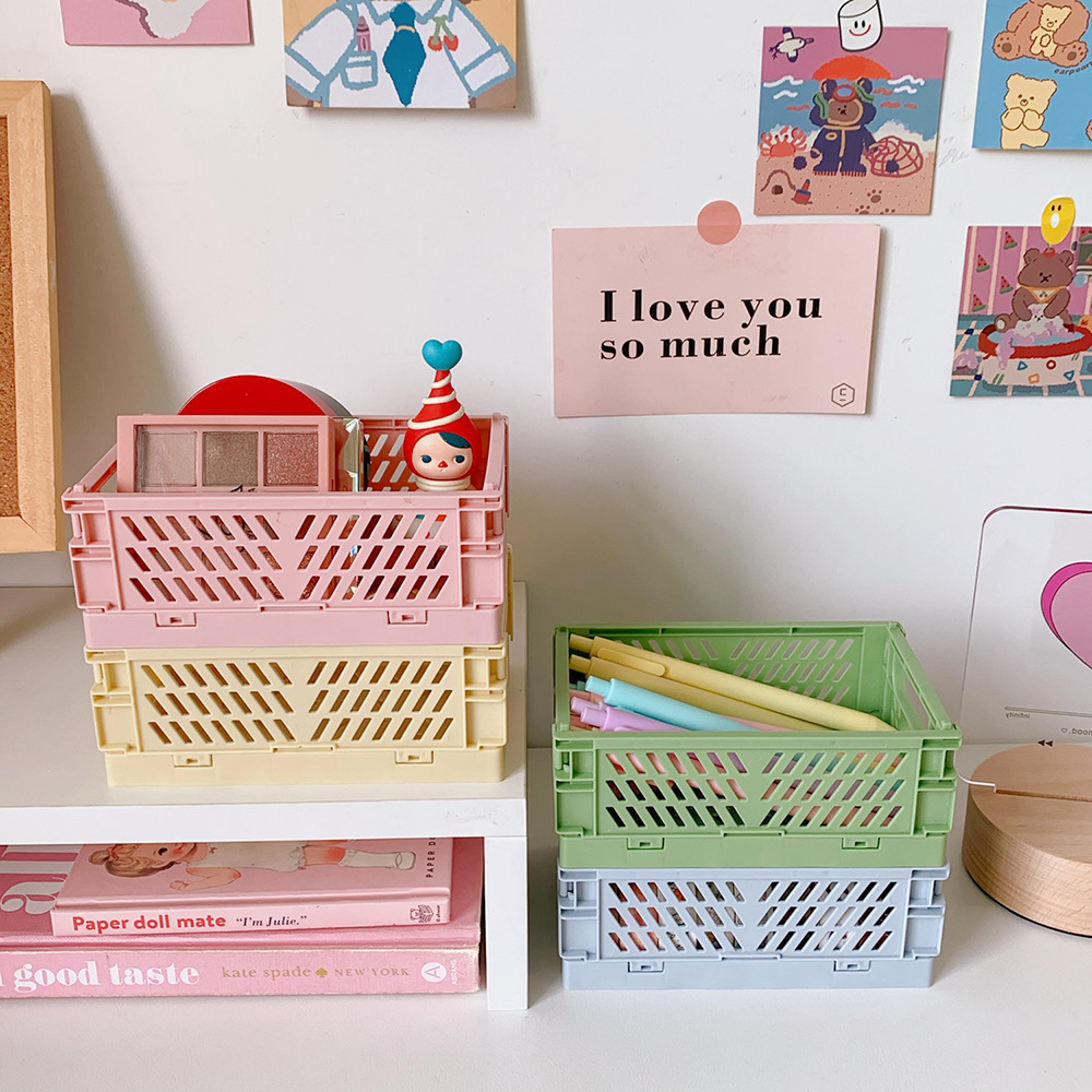 Cute Plastic Foldable Stationary Holder Stackable Desk Organizer Office Storage For Students 0