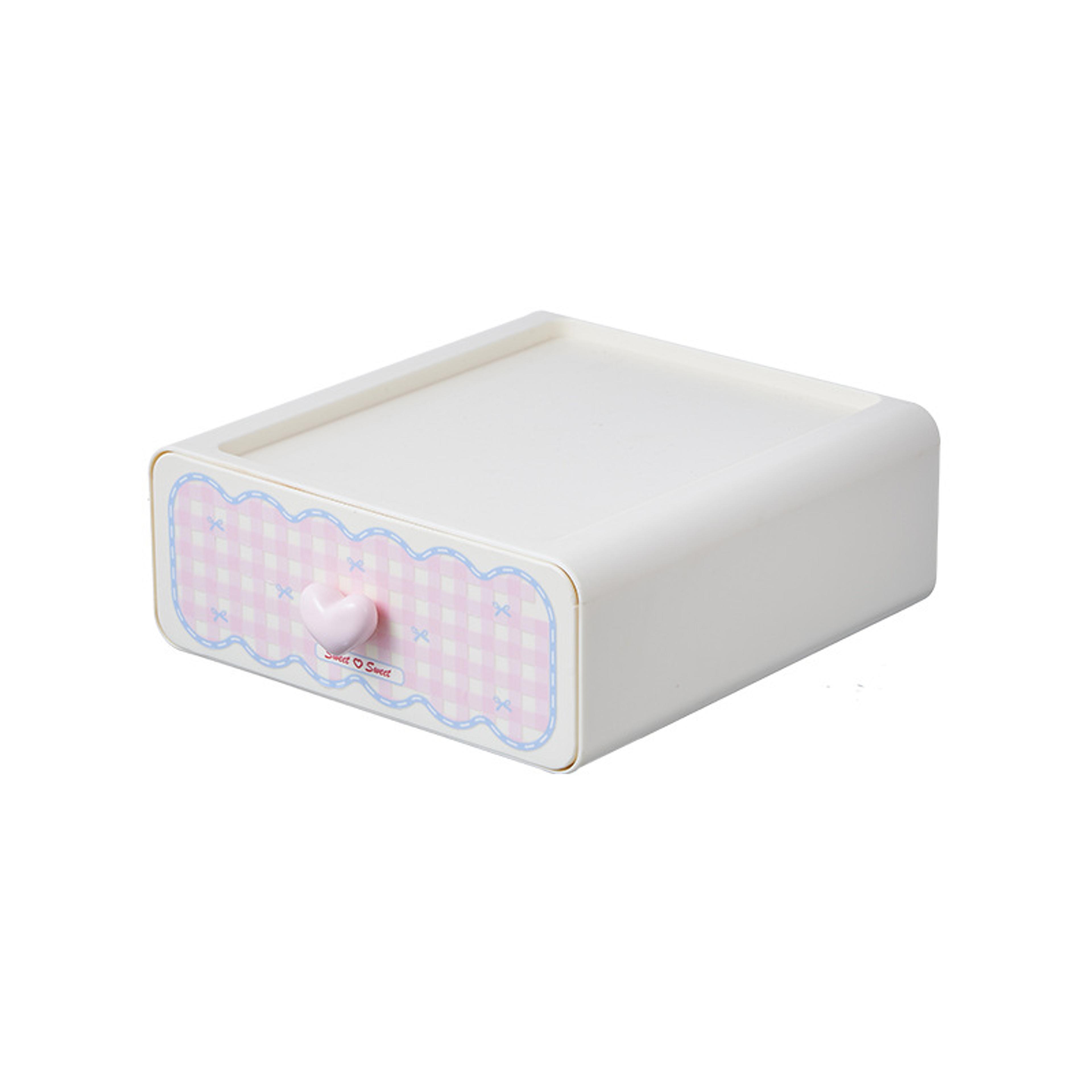 Pink Desktop Rack Sweetheart Girl Drawer Storage Box Makeup Brush Holder Storage For Office Sundrie 2
