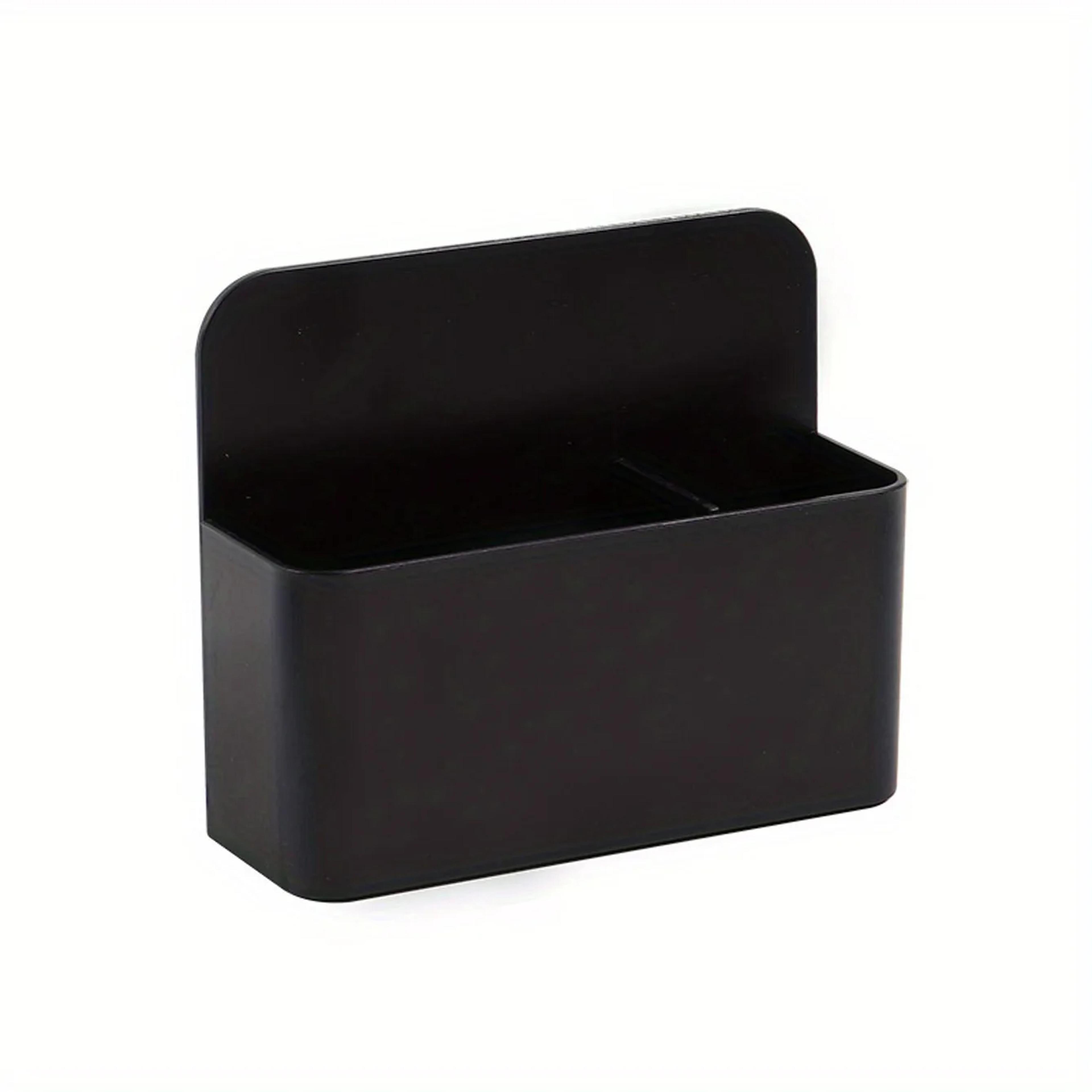 multifunctional black plastic mini magnetic whiteboard pen holder, chalk crayon storage box for desk organization