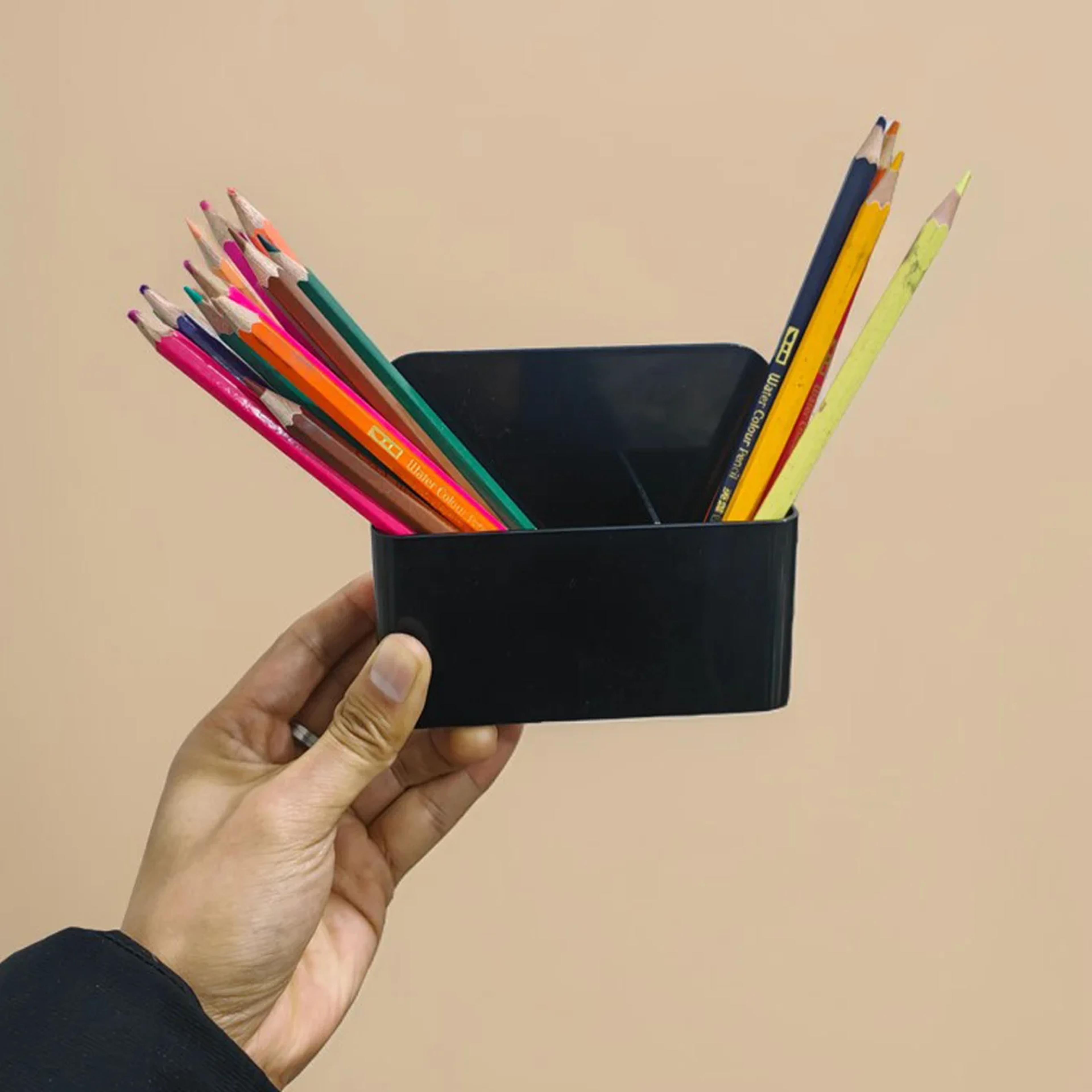 Multifunctional Black Plastic Mini Magnetic Whiteboard Pen Holder Chalk Crayon Storage Box For Desk 2