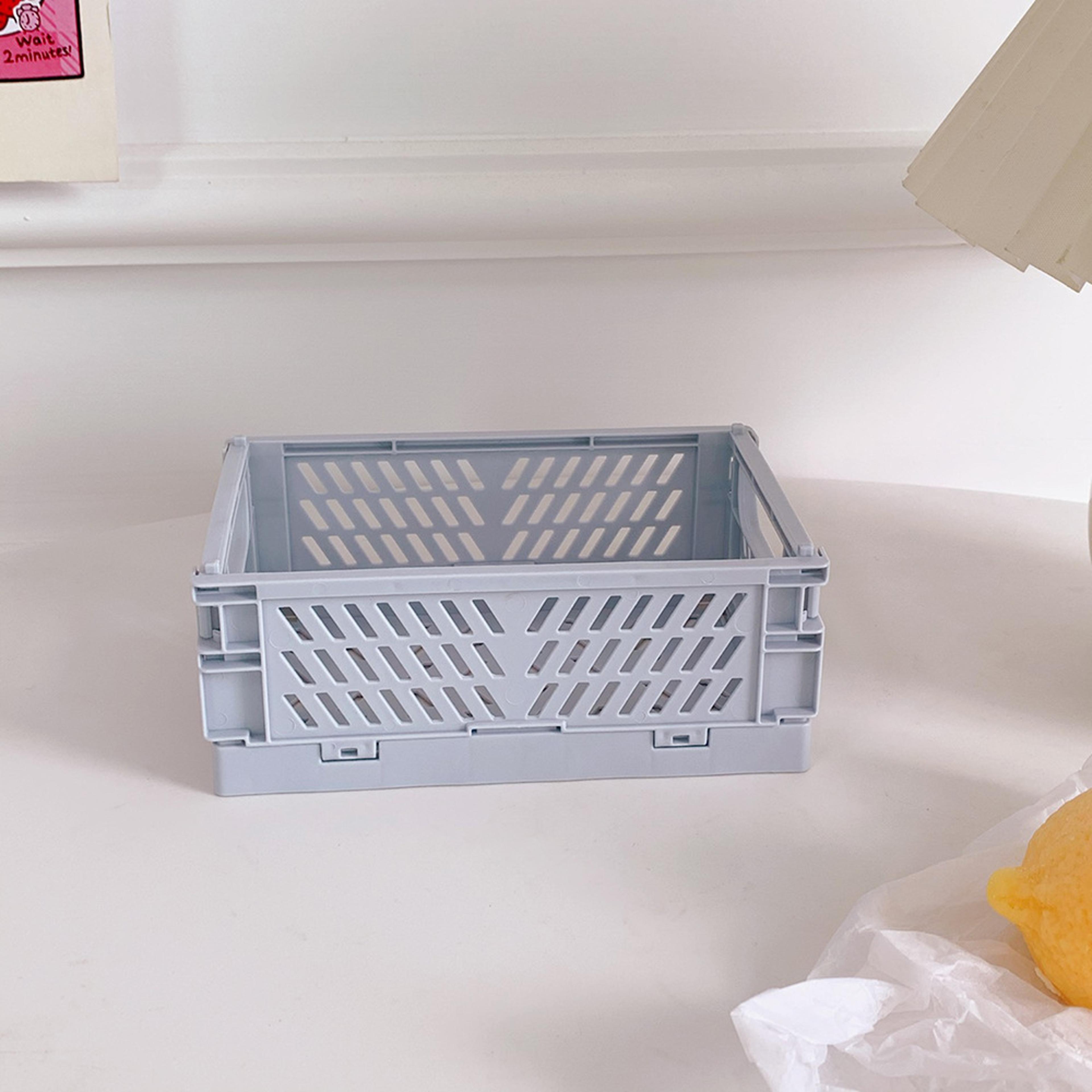 Simple Cute Student Office Storage Organizer Plastic Stackable Foldable Stationary Holder 9