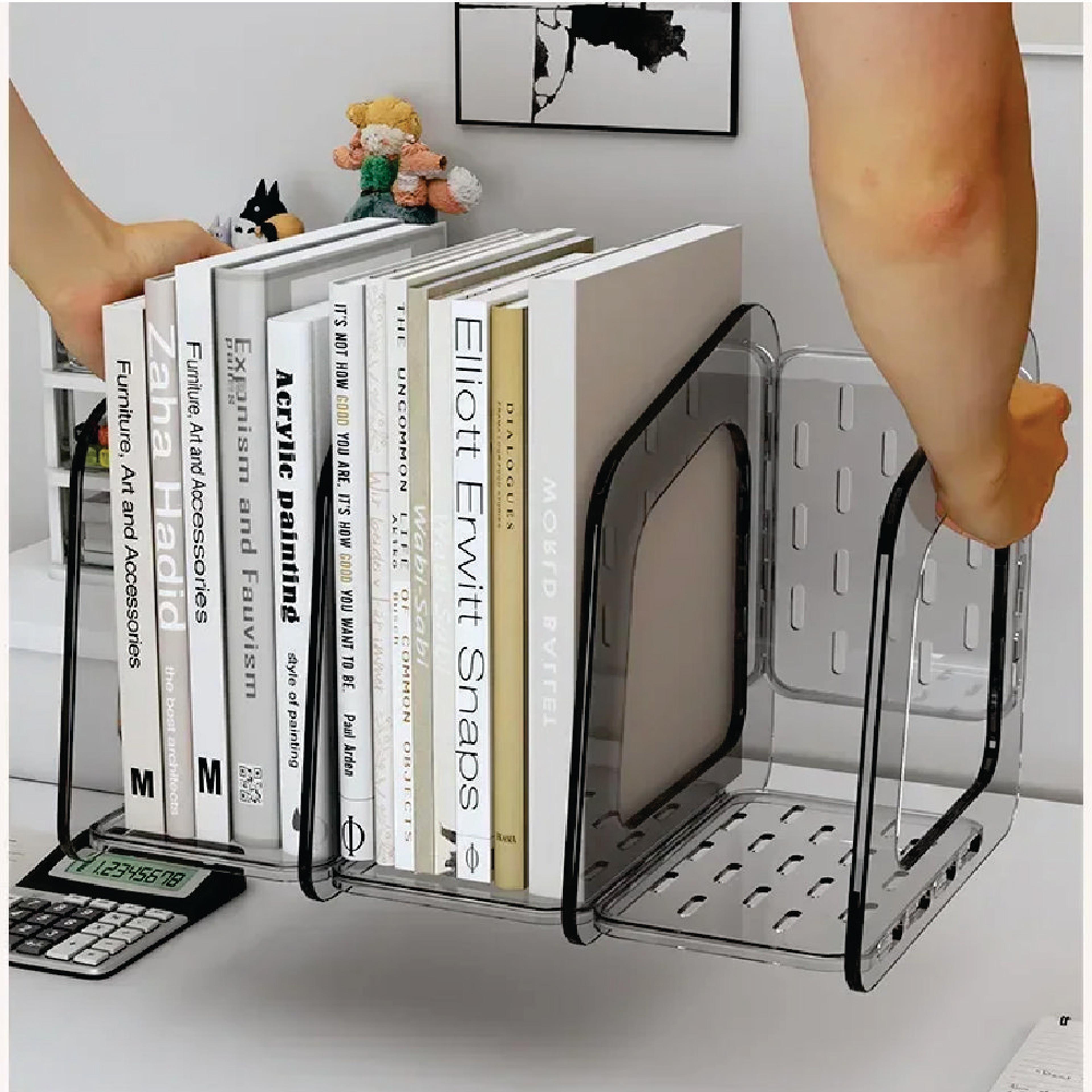 Transparent PET Desktop File Storage Box Acrylic Vertical Stationery Shelf Book Artifact Organizer 2