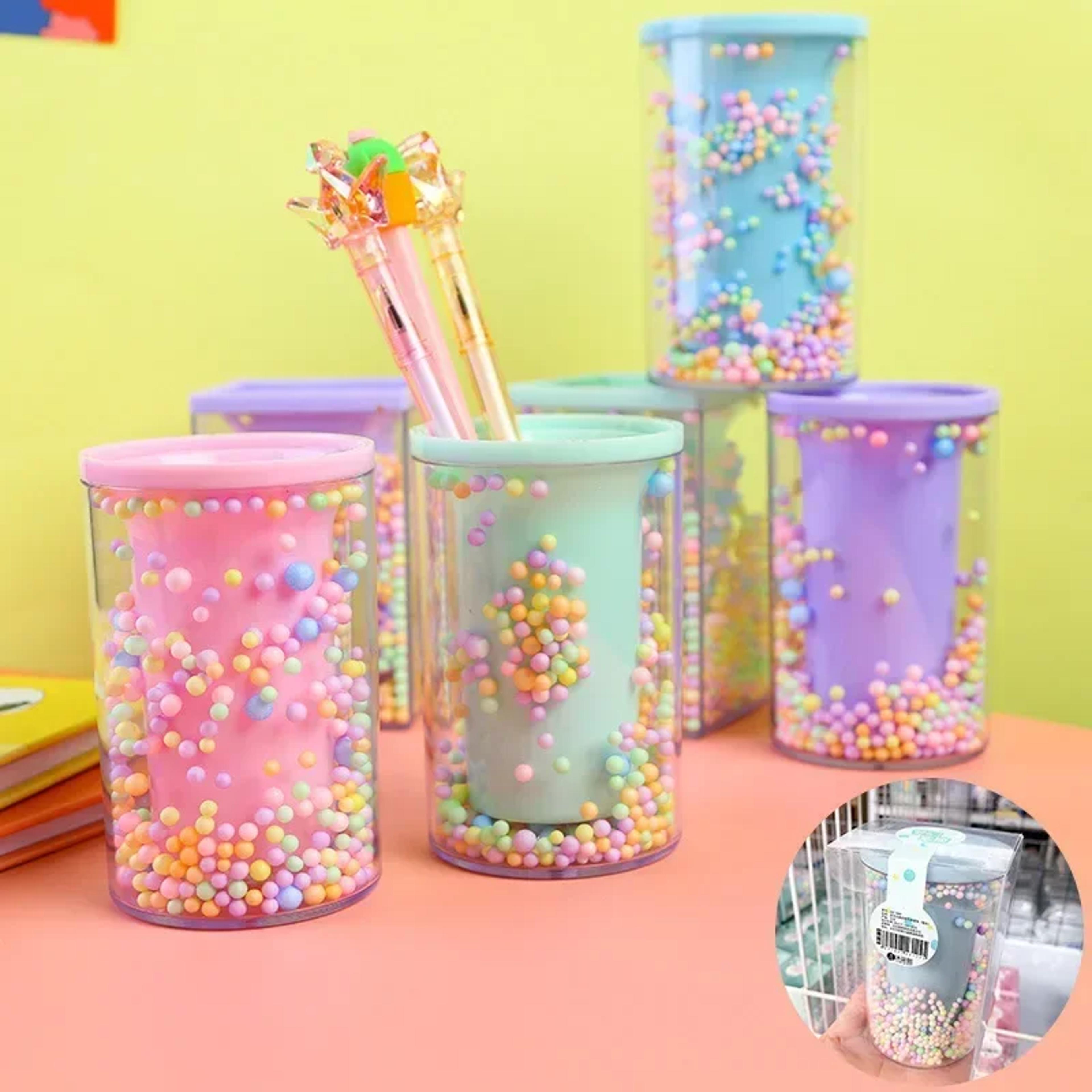 Cute Creative Girl Student Cartoon Multi Grid Pen Holder Colorful Acrylic Piggy Drawer Multifunctio 1