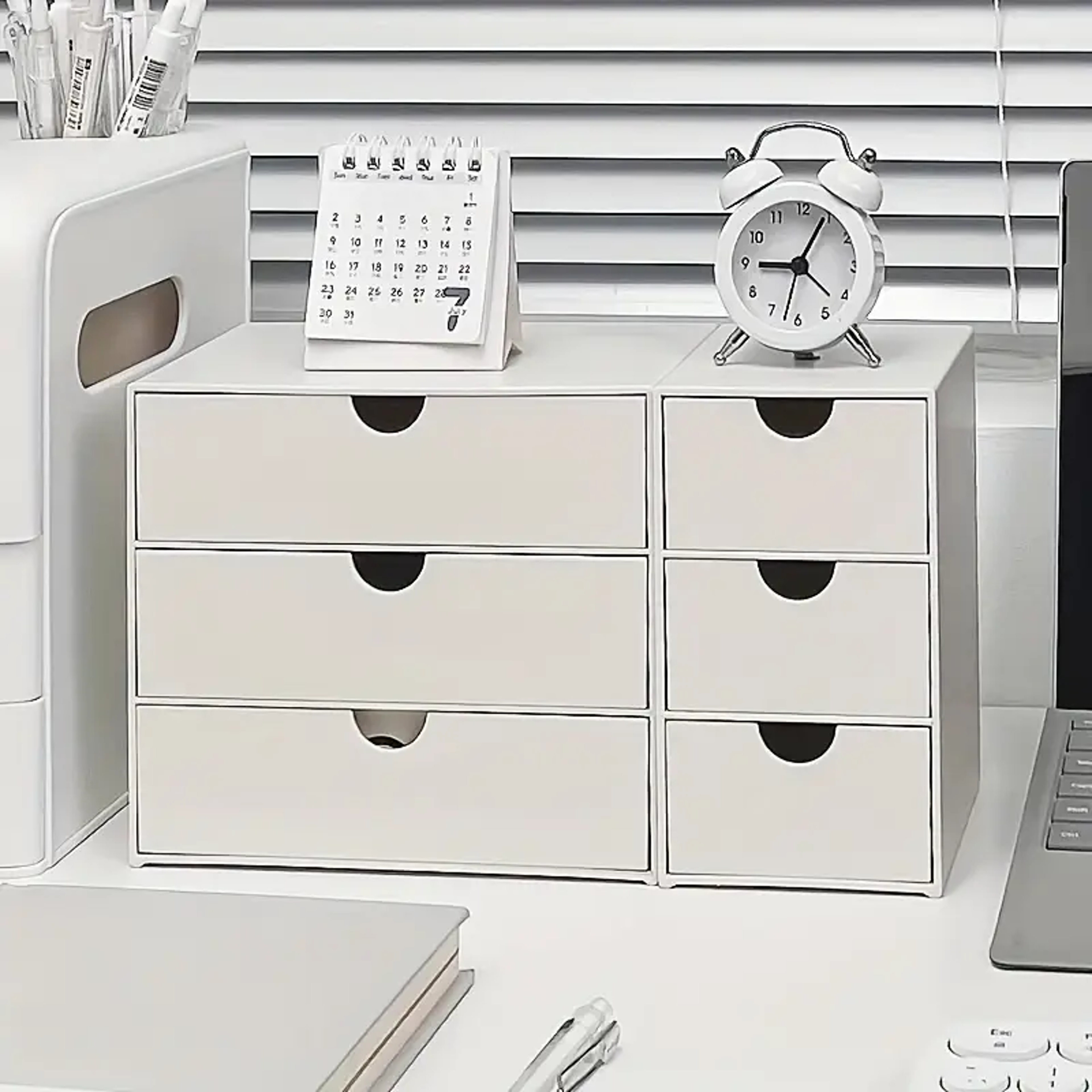 Desk Organizer Stackable Plastic Storage Drawer Rack White Stationery Boxes For School  Office 3