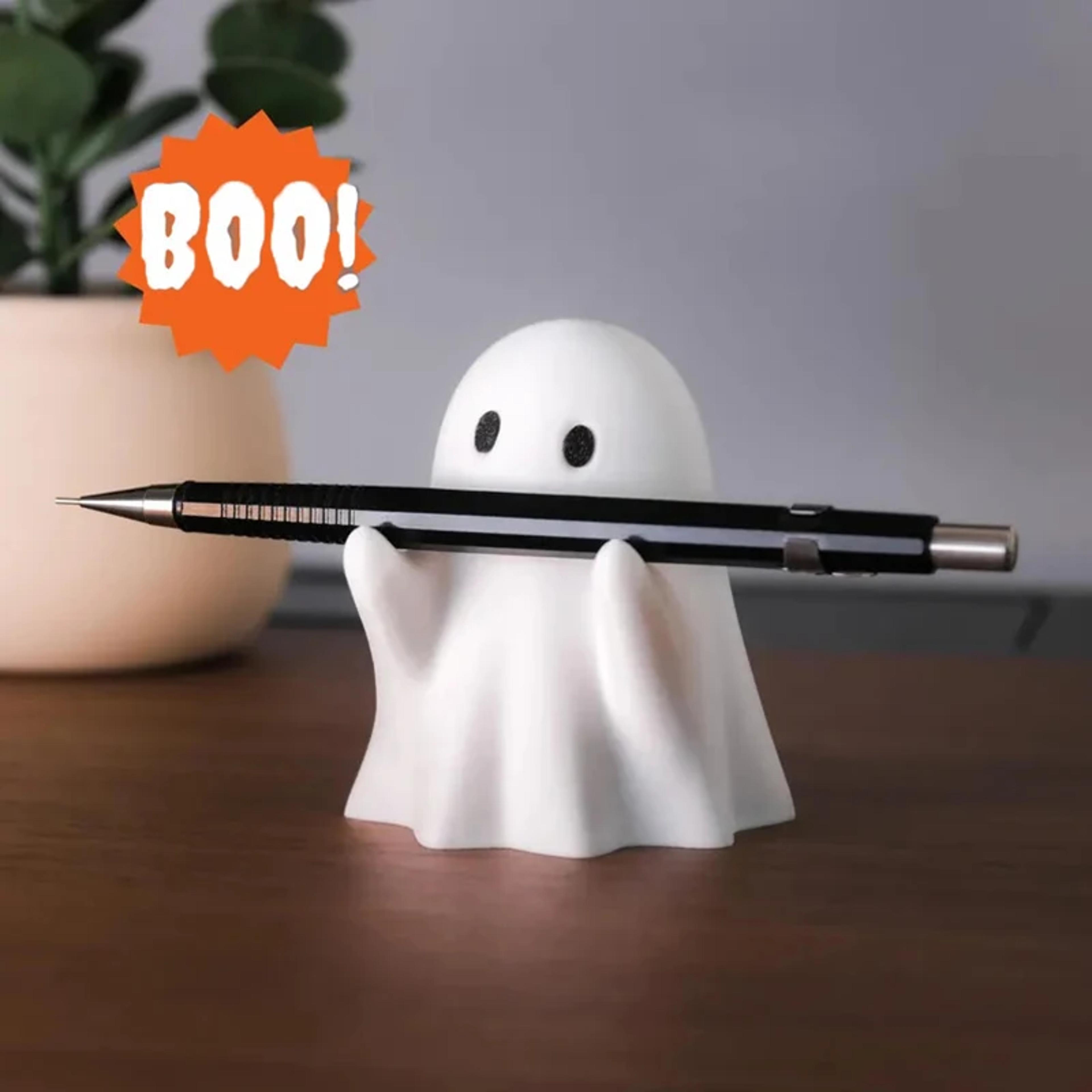 spooky ghost figurine design, funny ghost pen holder for desk organizer, perfect accessory gifts for families & friends