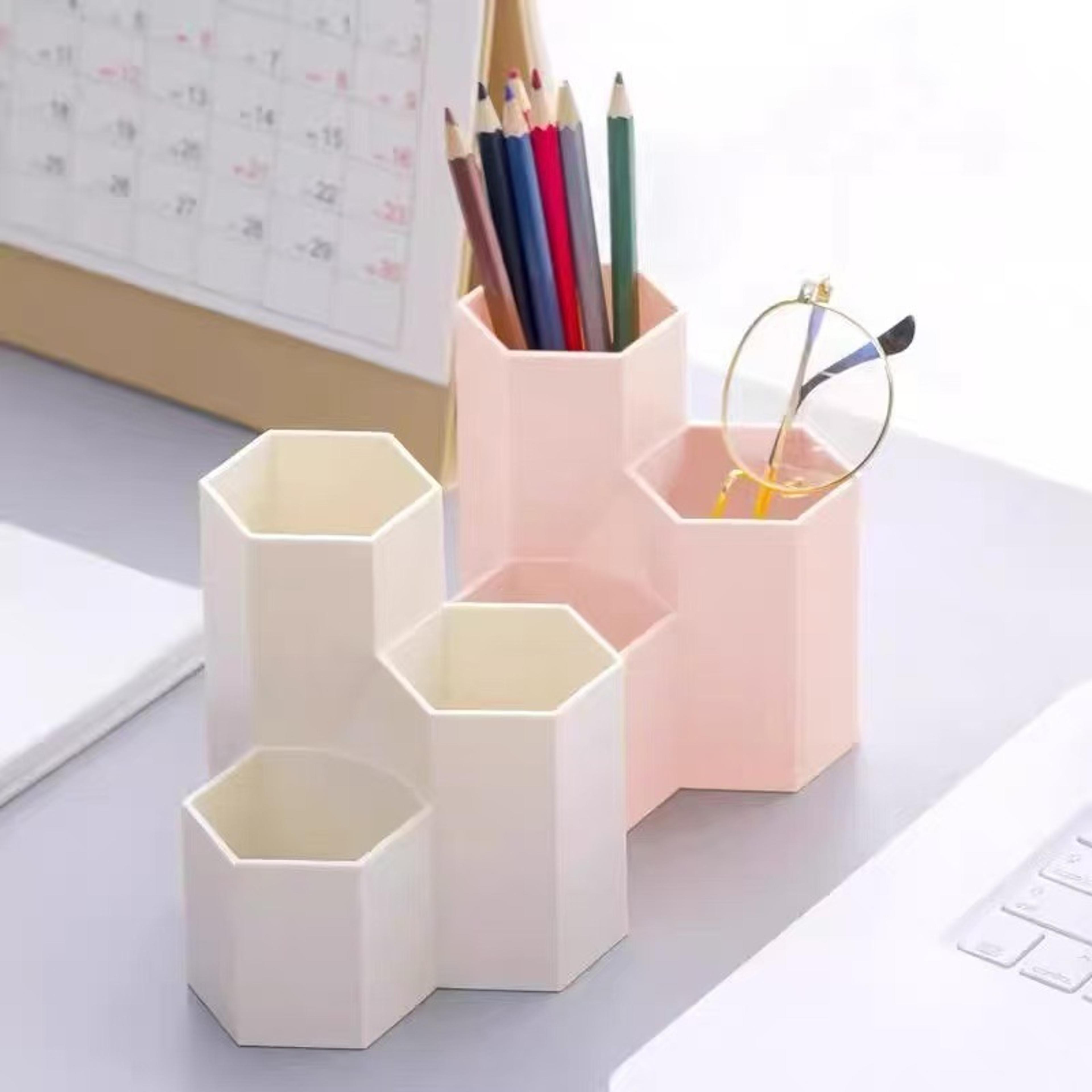 Desktop Organizer With Open  Closed Storage Compartments Modern White  Mint Green For Home Office A 3
