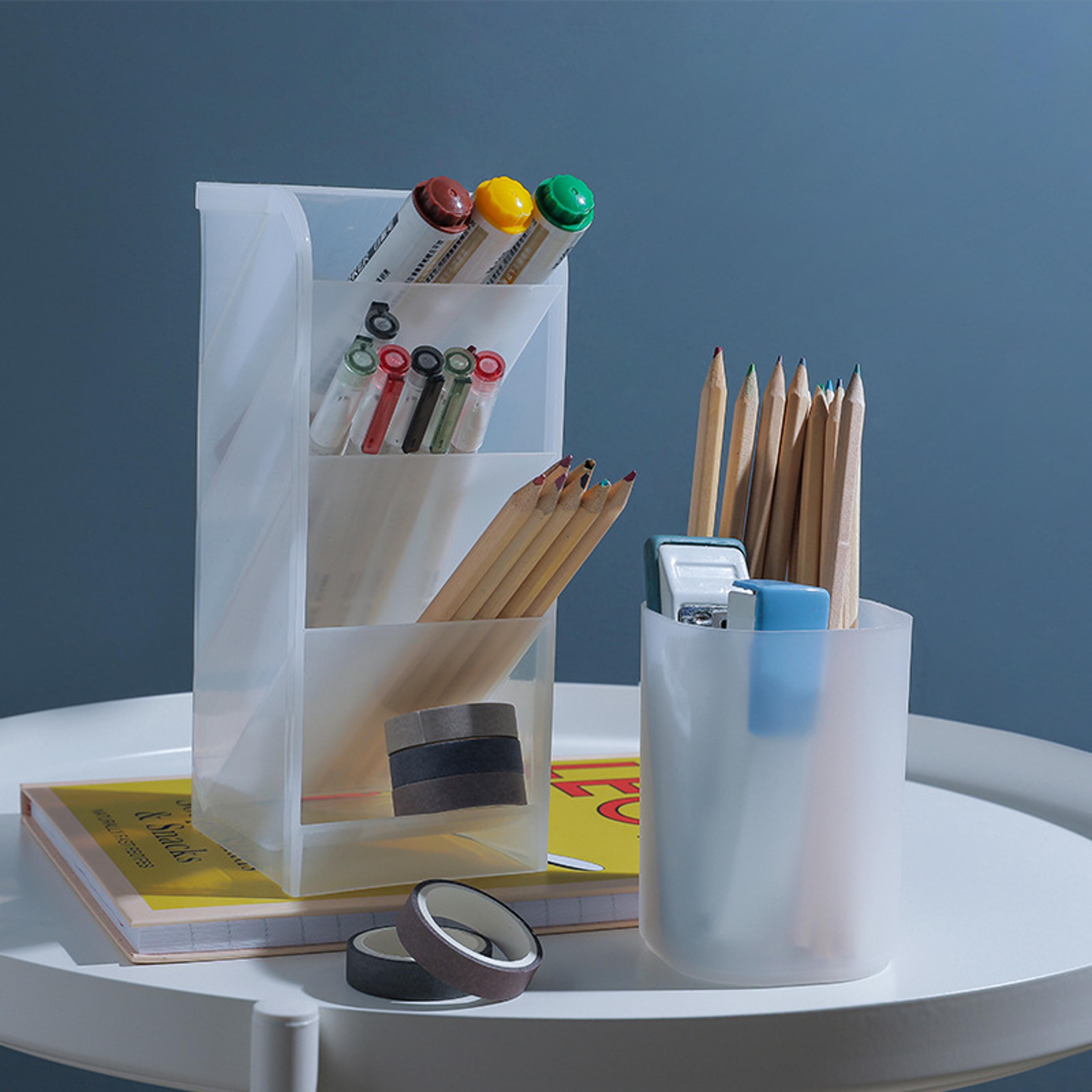 desktop organizer stand, large capacity storage box, pen holder for office and school use