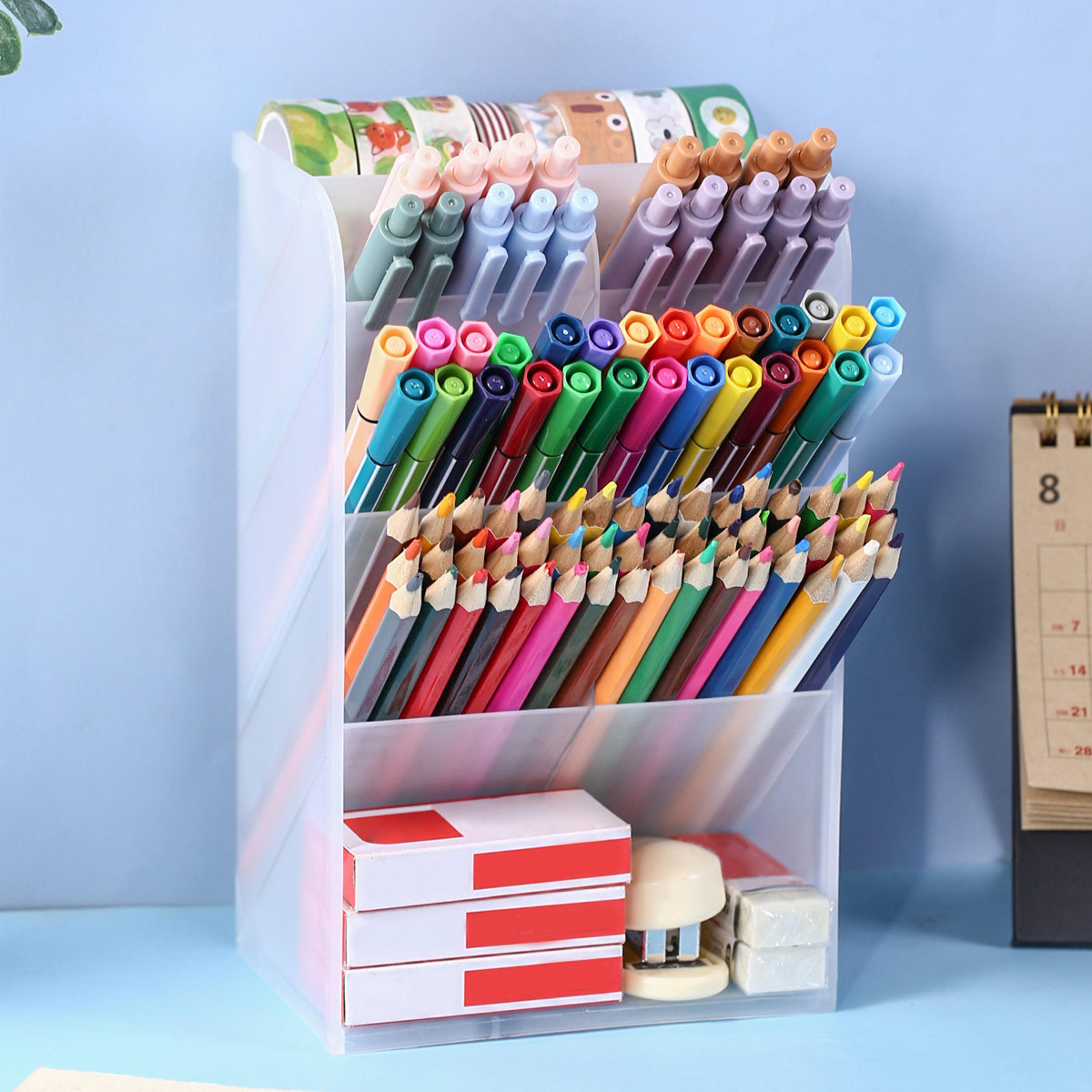Transparent Large Capacity Pen Holder Office Desk Pen Storage Rack Multi Functional Desktop Pen Hol 2