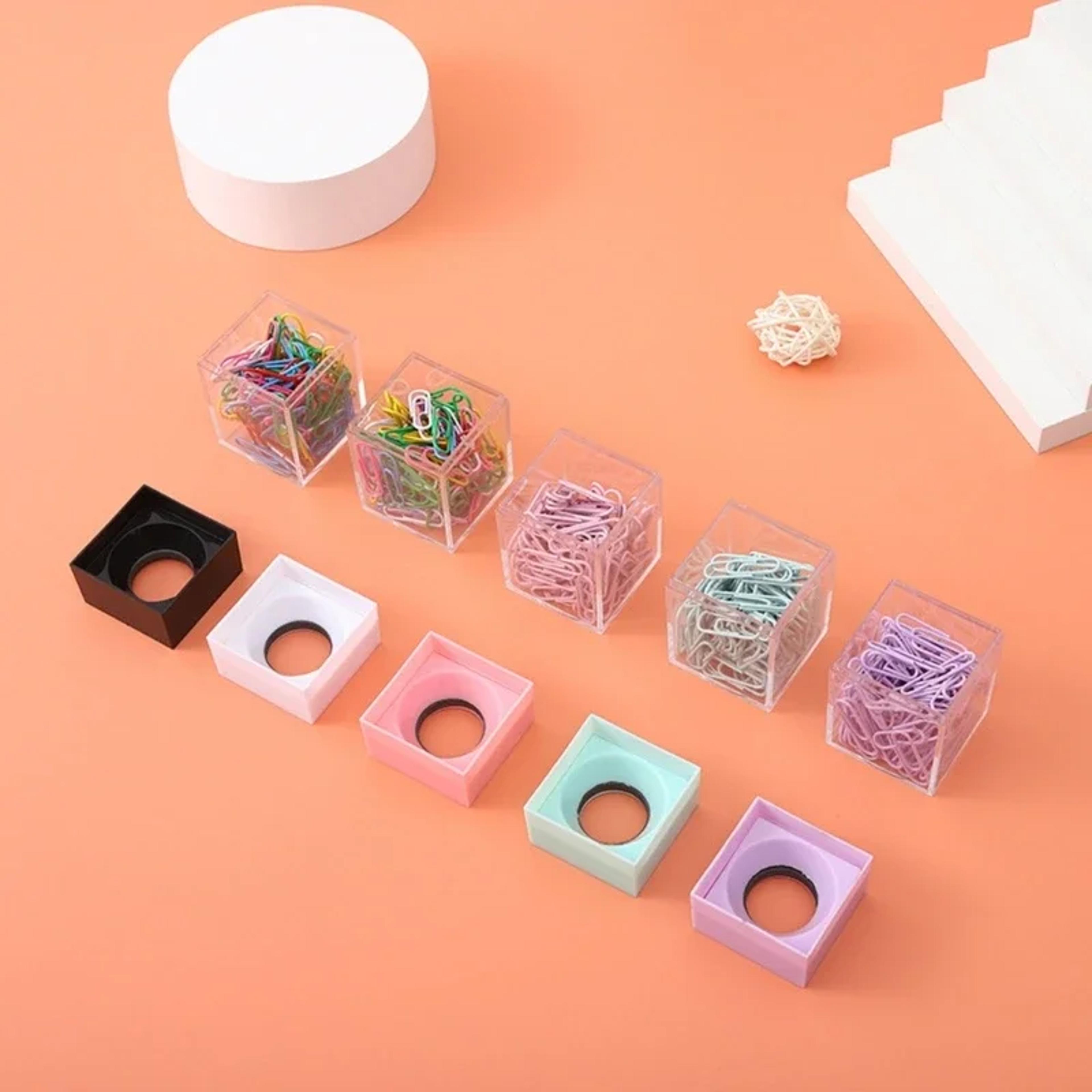 Cute Stationery Holder School Desk Organizer Magnetic Paper Clip Holder With Clips Paper Clip Dispe 3