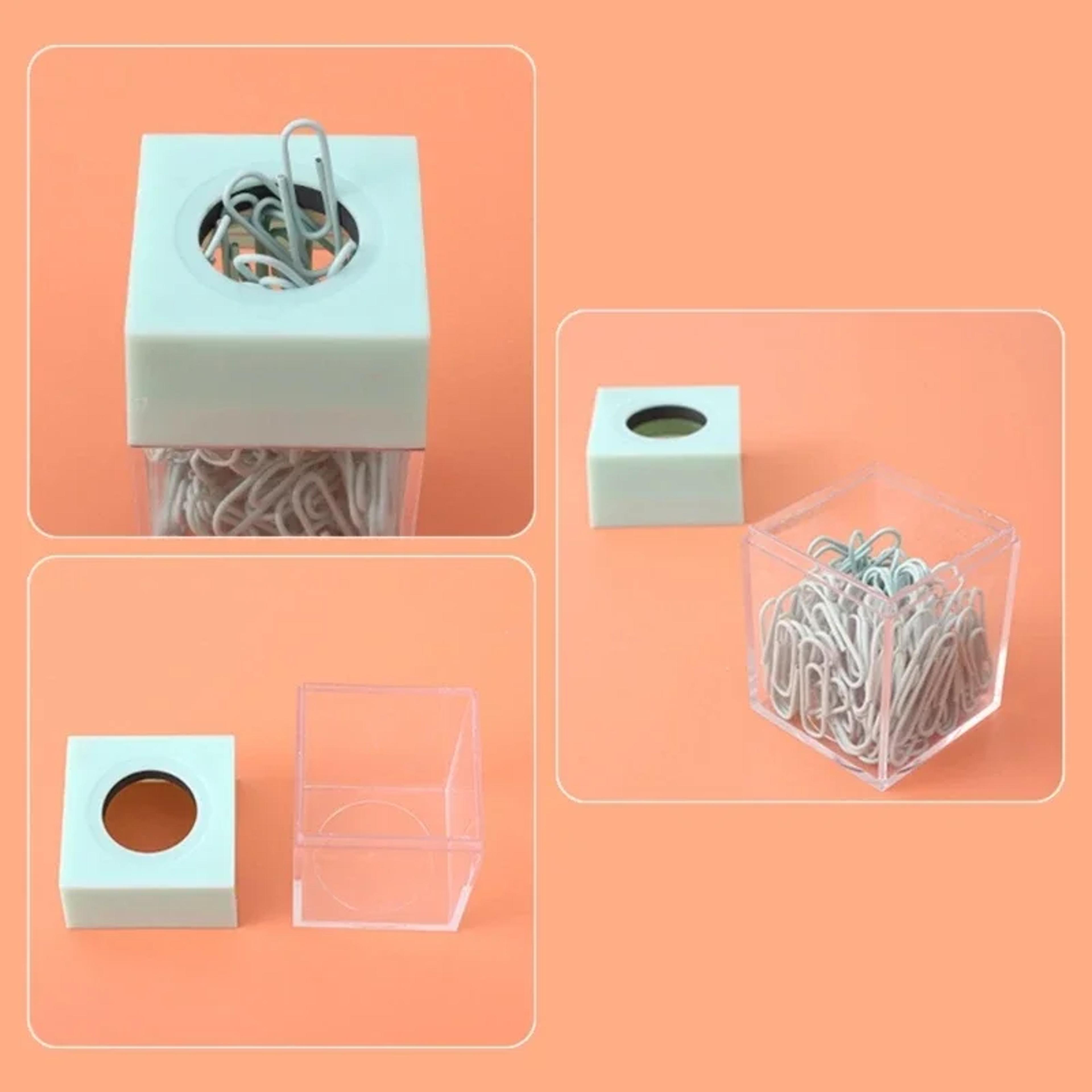 Cute Stationery Holder School Desk Organizer Magnetic Paper Clip Holder With Clips Paper Clip Dispe 4