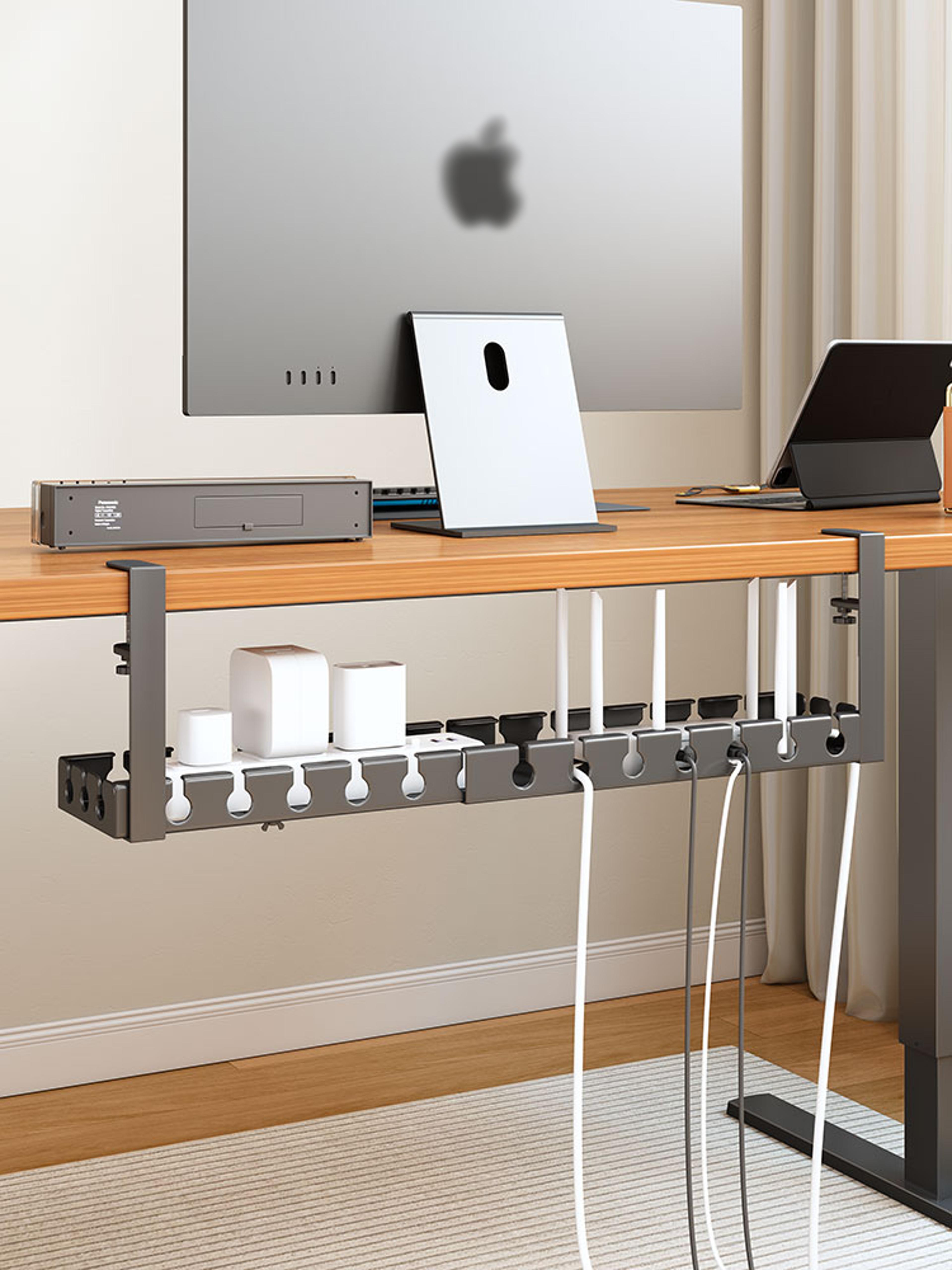 Extendable Steel Under Desk Cable Management Tray Power Strip Cord Holder For Wire Organization 2