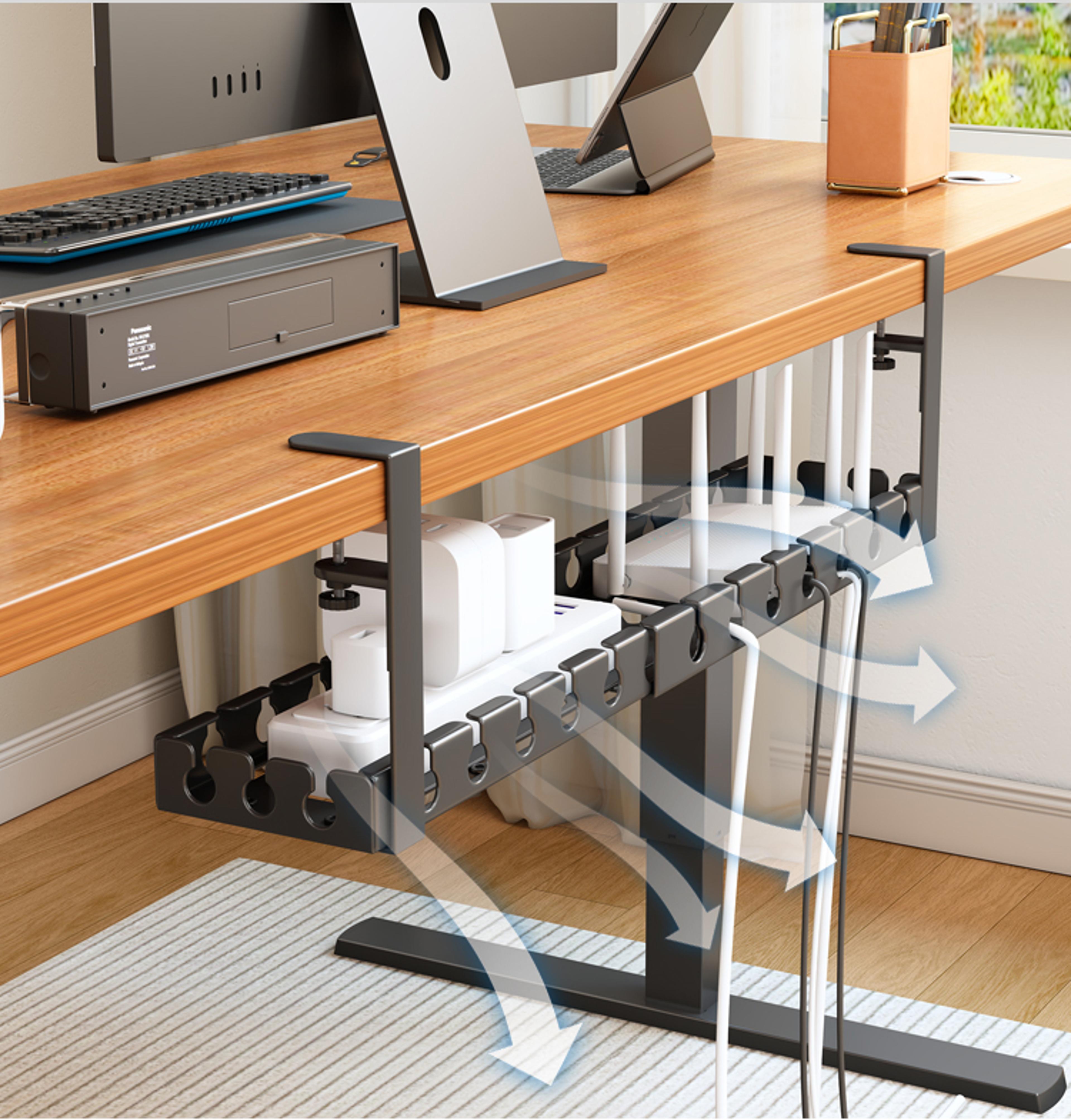 Extendable Steel Under Desk Cable Management Tray Power Strip Cord Holder For Wire Organization 3