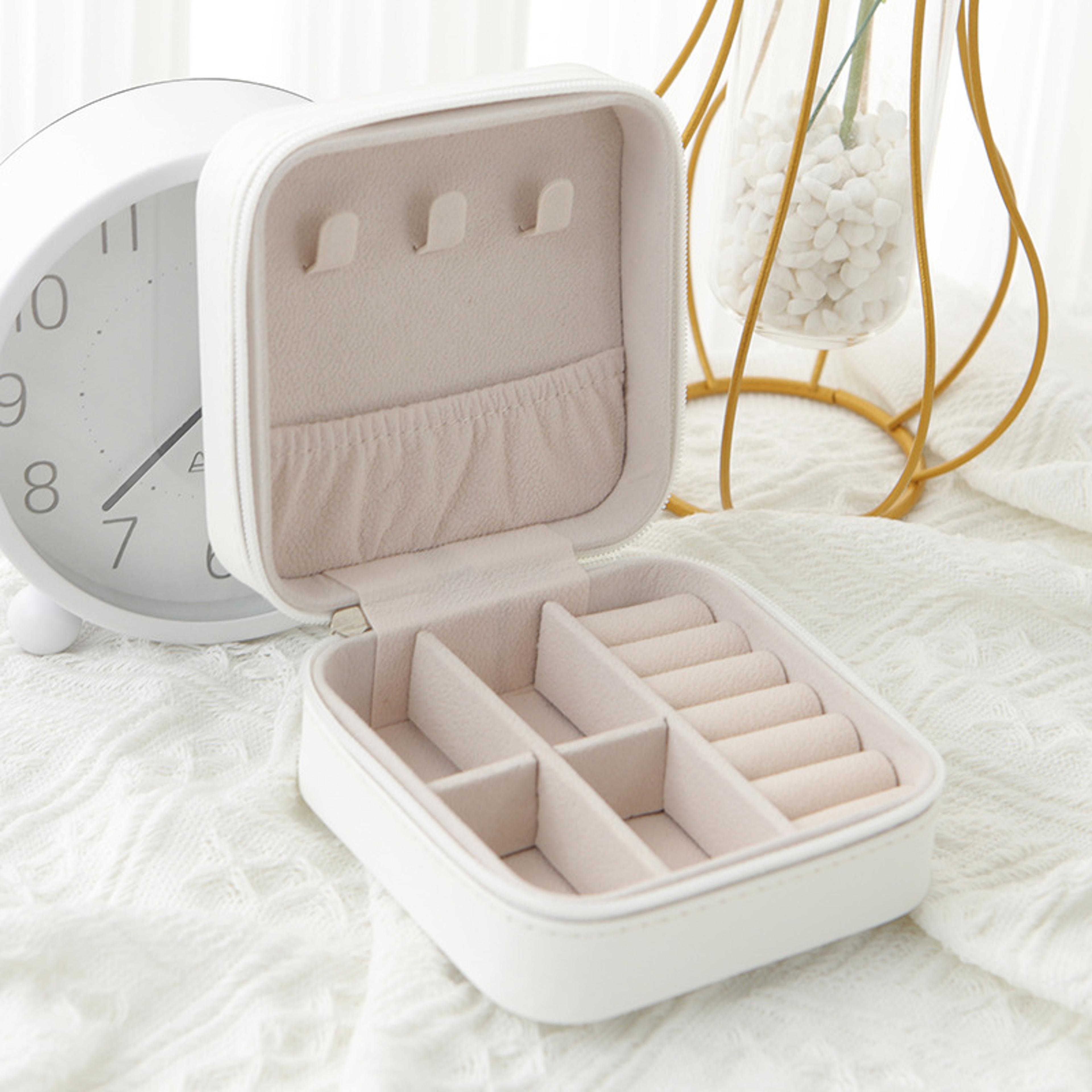 Leather Jewelry Box Single Layer Storage Box Ladies Travel Fashion Pink Classic Black Pure White Or 7