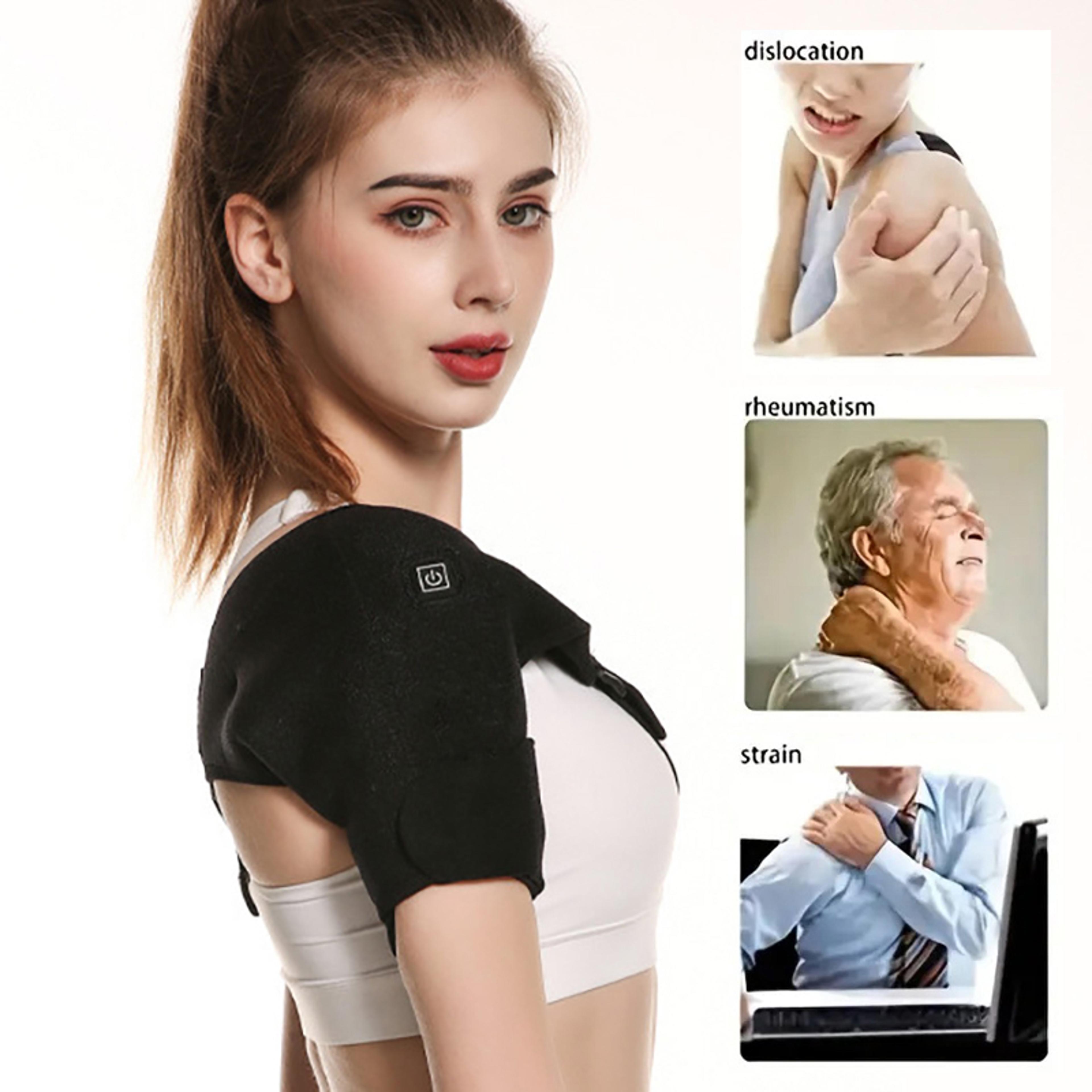 Heated Shoulder Brace Wrap USB Electric Heating Arm Shoulder Support Belt Massage Strap Fitness Bra 1